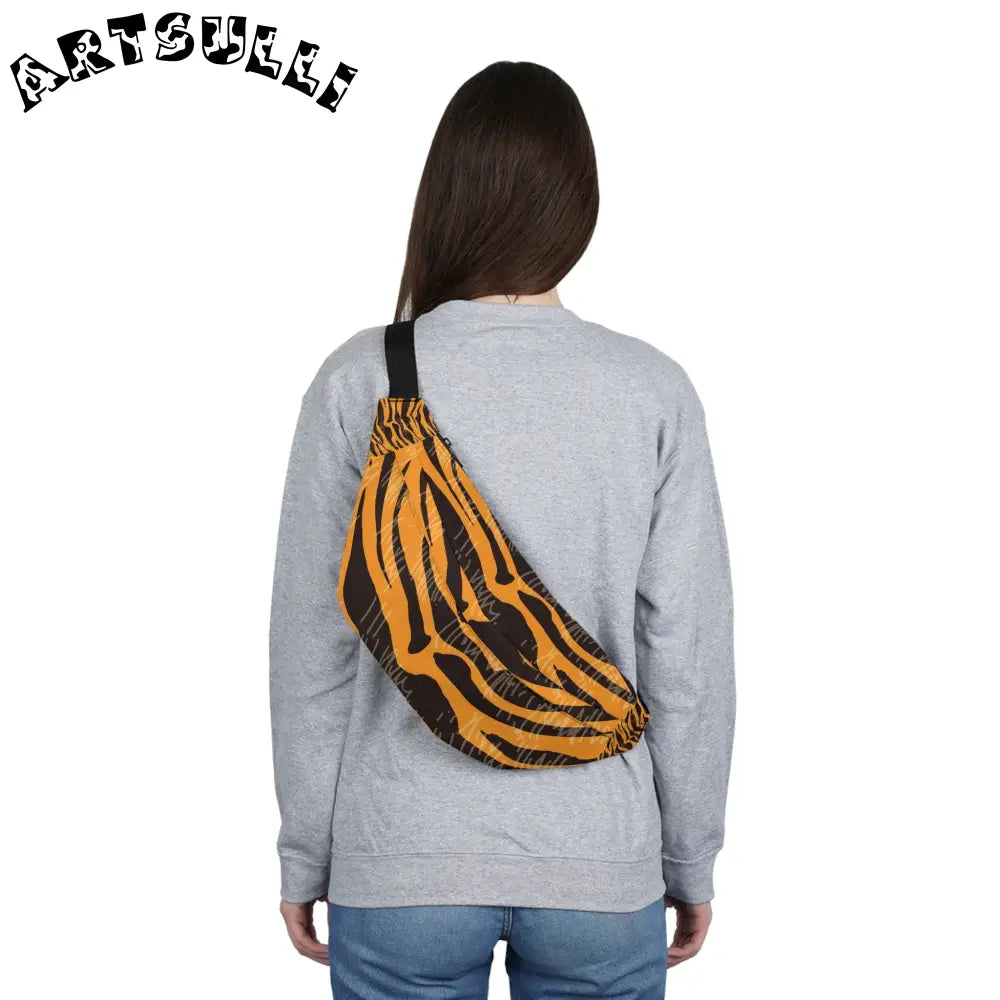 JAKKOUTTHEBXX Tiger Scratches Orange & Black Large Fanny Pack