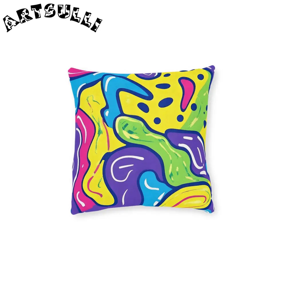 90s Trippy Slime Square Pillow, Artsulli - Art is Long, Life is Short, Home Decor, Size, 12" × 12", , , , , 24548382366869297914