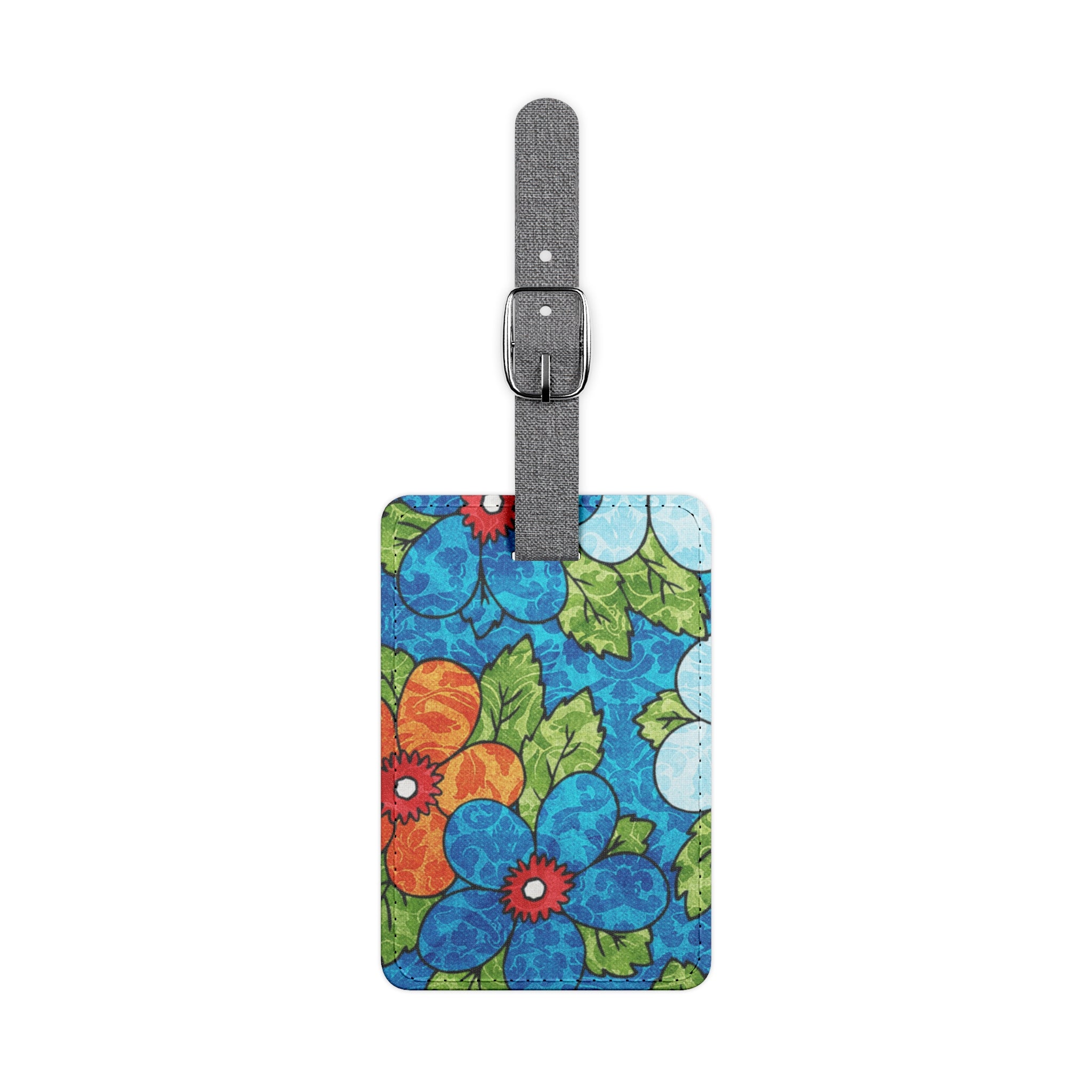 Blue Orange Groovy Saffiano Polyester Luggage Tag, Rectangle, Artsulli - Art is Long, Life is Short, Accessories, Size, One size, Shape, Rectangle, , , 17623077542364689084
