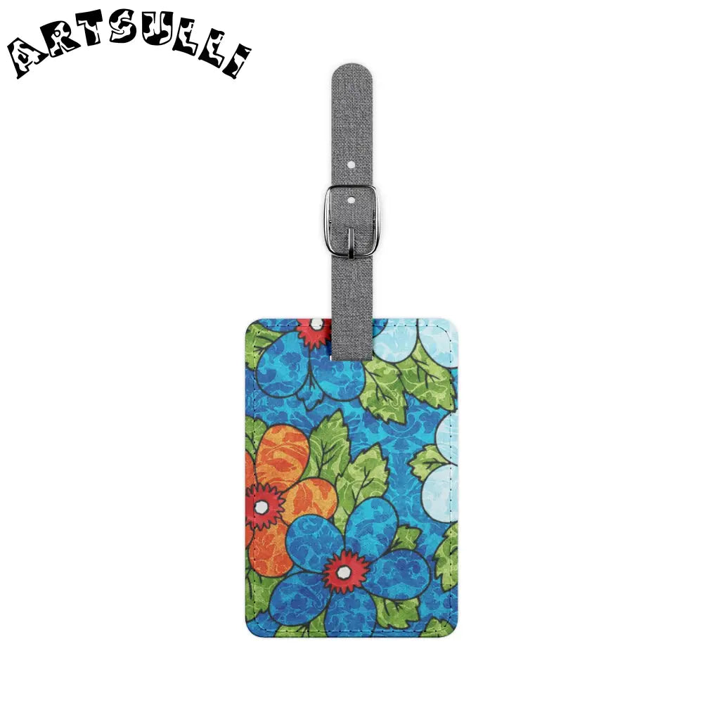 Blue Orange Groovy Saffiano Polyester Luggage Tag, Rectangle, Artsulli - Art is Long, Life is Short, Accessories, Size, One size, Shape, Rectangle, , , 17623077542364689084