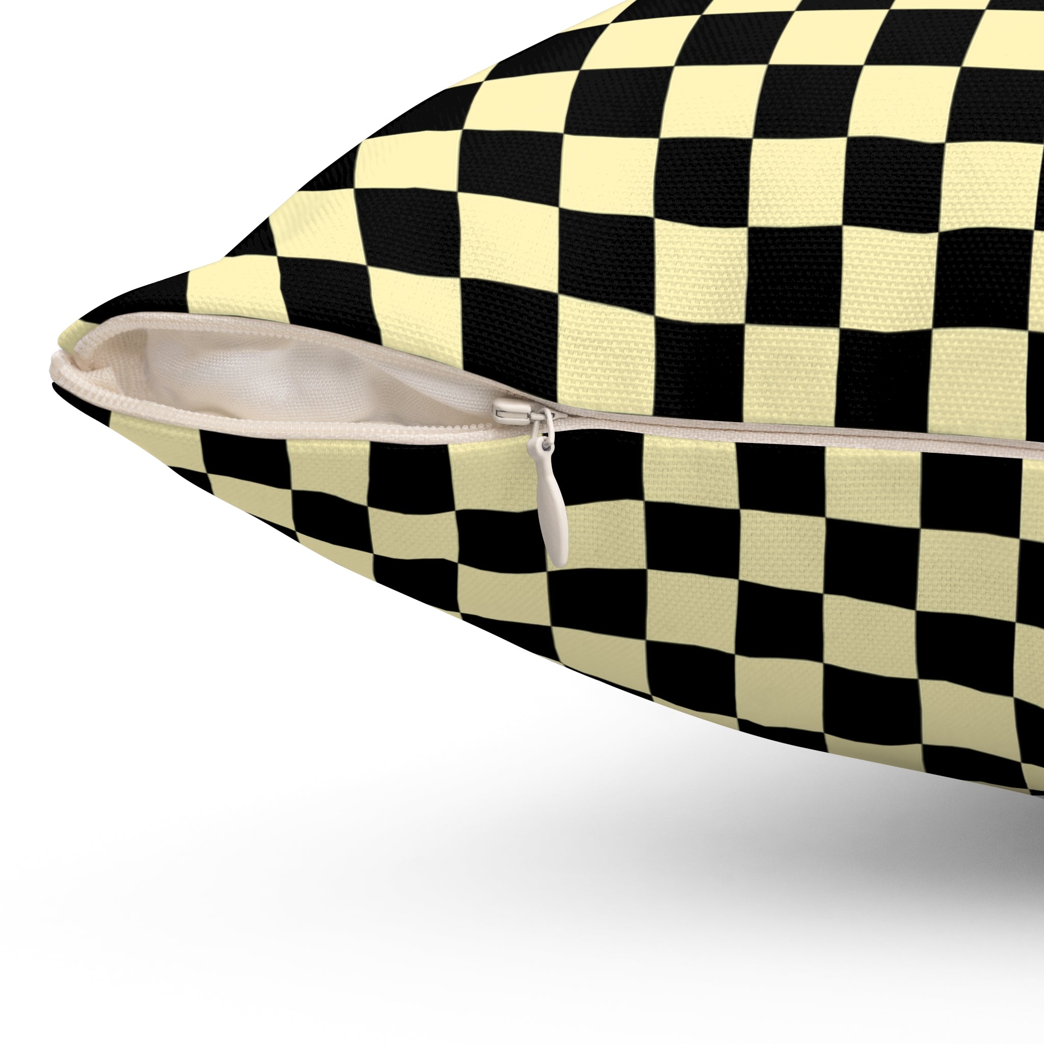 Checkerboard II Black and Yellow Spun Polyester Square Pillow, Artsulli - Art is Long, Life is Short, Home Decor, , , , , , , 