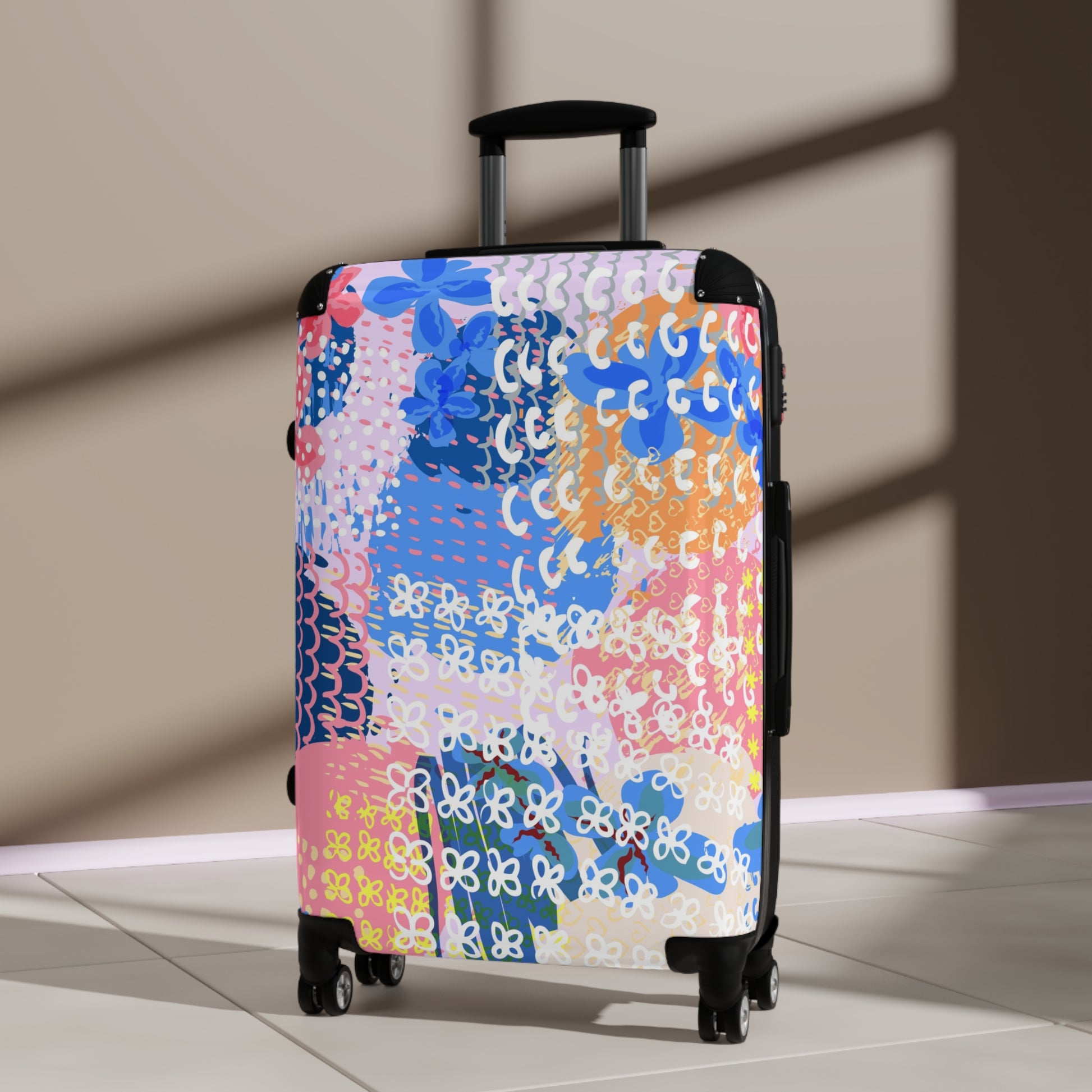 Flowers x Doodles x Hearts II Multi-Color Suitcase, Artsulli - Art is Long, Life is Short, Bags, , , , , , , 