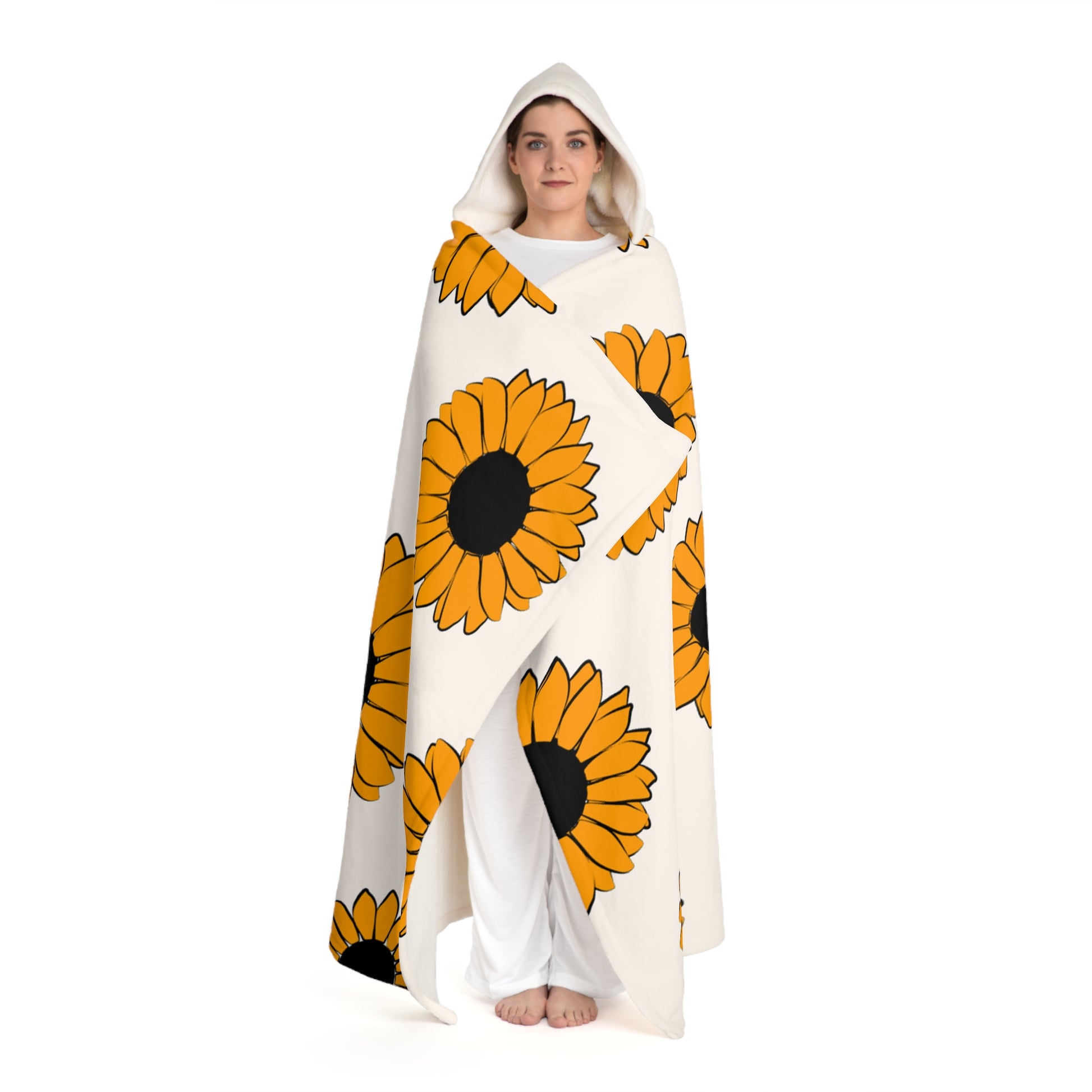 Sunflowers Hooded Sherpa Fleece Blanket, Artsulli - Art is Long, Life is Short, All Over Prints, , , , , , , 