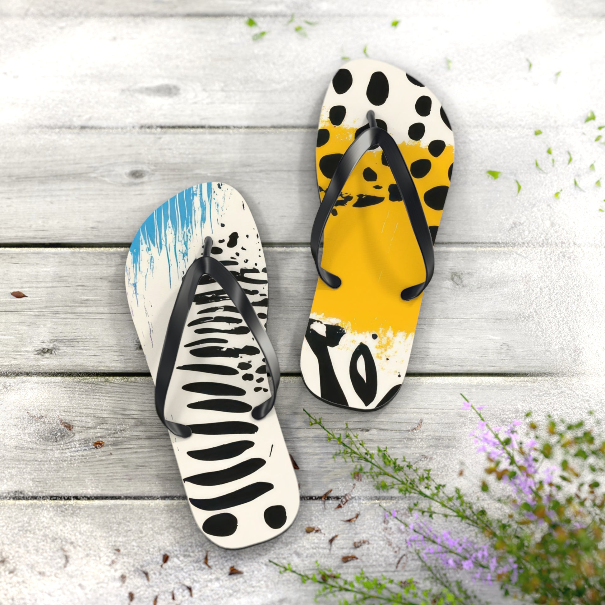 Rae Zebra Rhapsody Flip Flops, Artsulli - Art is Long, Life is Short, Shoes, , , , , , , 