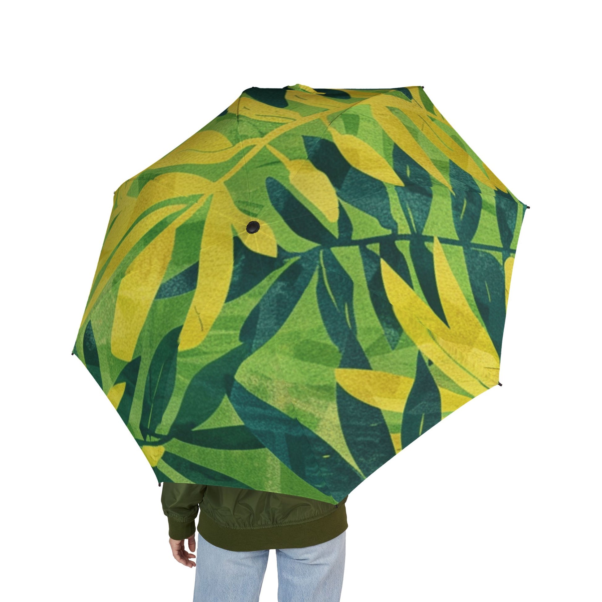 Green Leaf x Yellow Leaf x Tropical x Jungle Semi-Automatic Foldable Umbrella, Artsulli - Art is Long, Life is Short, Accessories, , , , , , , 