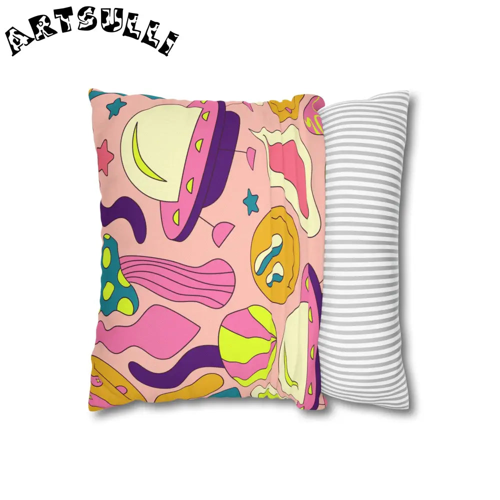 JAKKOUTTHEBXX Trippy Spaceships Pink Spun Polyester Square