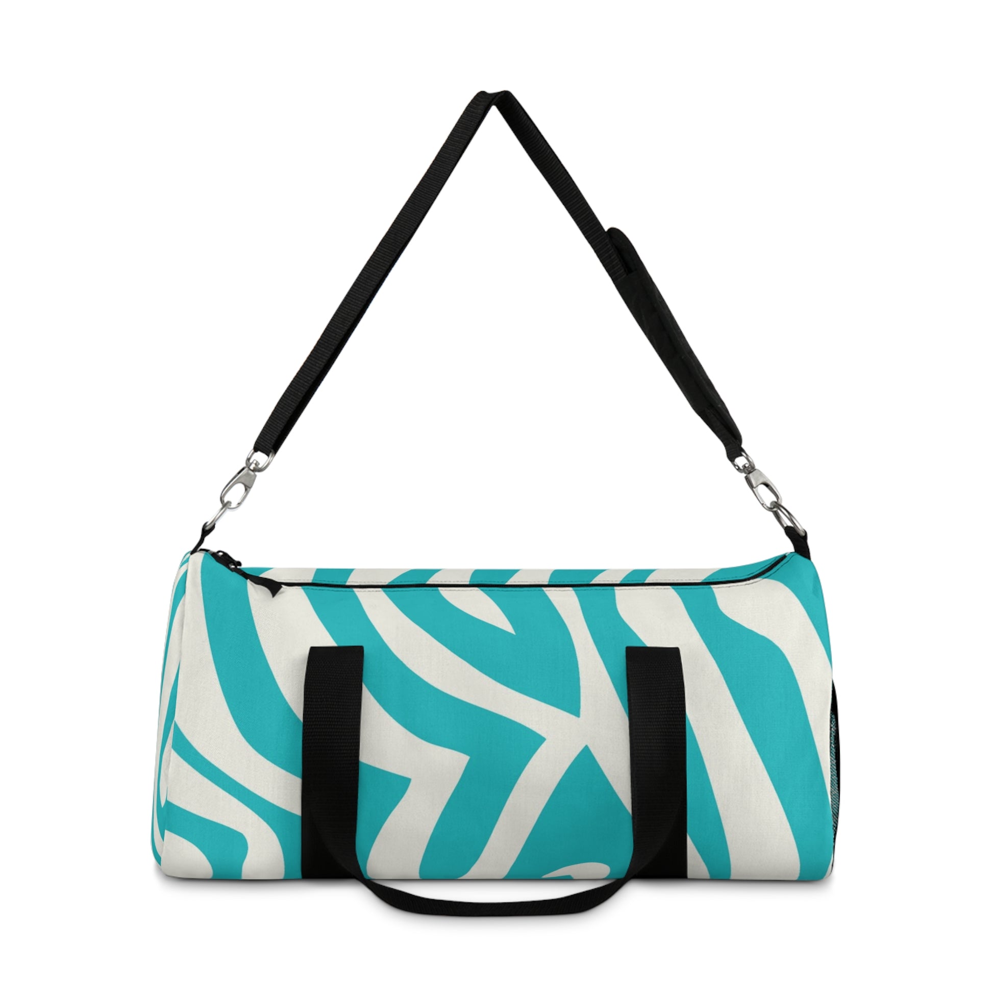 Melting Zebra Stripes Turquoise and White Duffel Bag, Artsulli - Art is Long, Life is Short, Bags, , , , , , , 