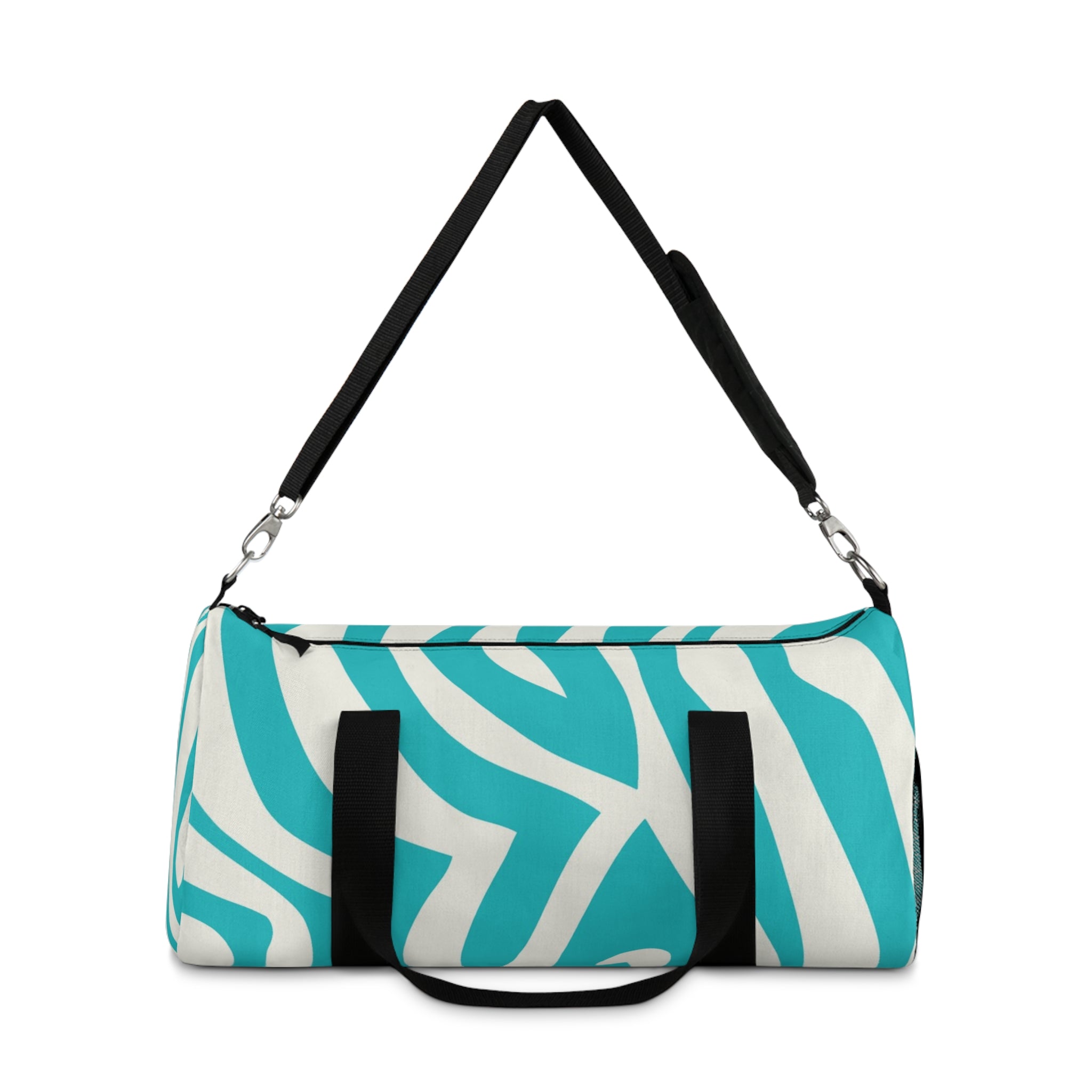 Melting Zebra Stripes Turquoise and White Duffel Bag, Artsulli - Art is Long, Life is Short, Bags, , , , , , , 