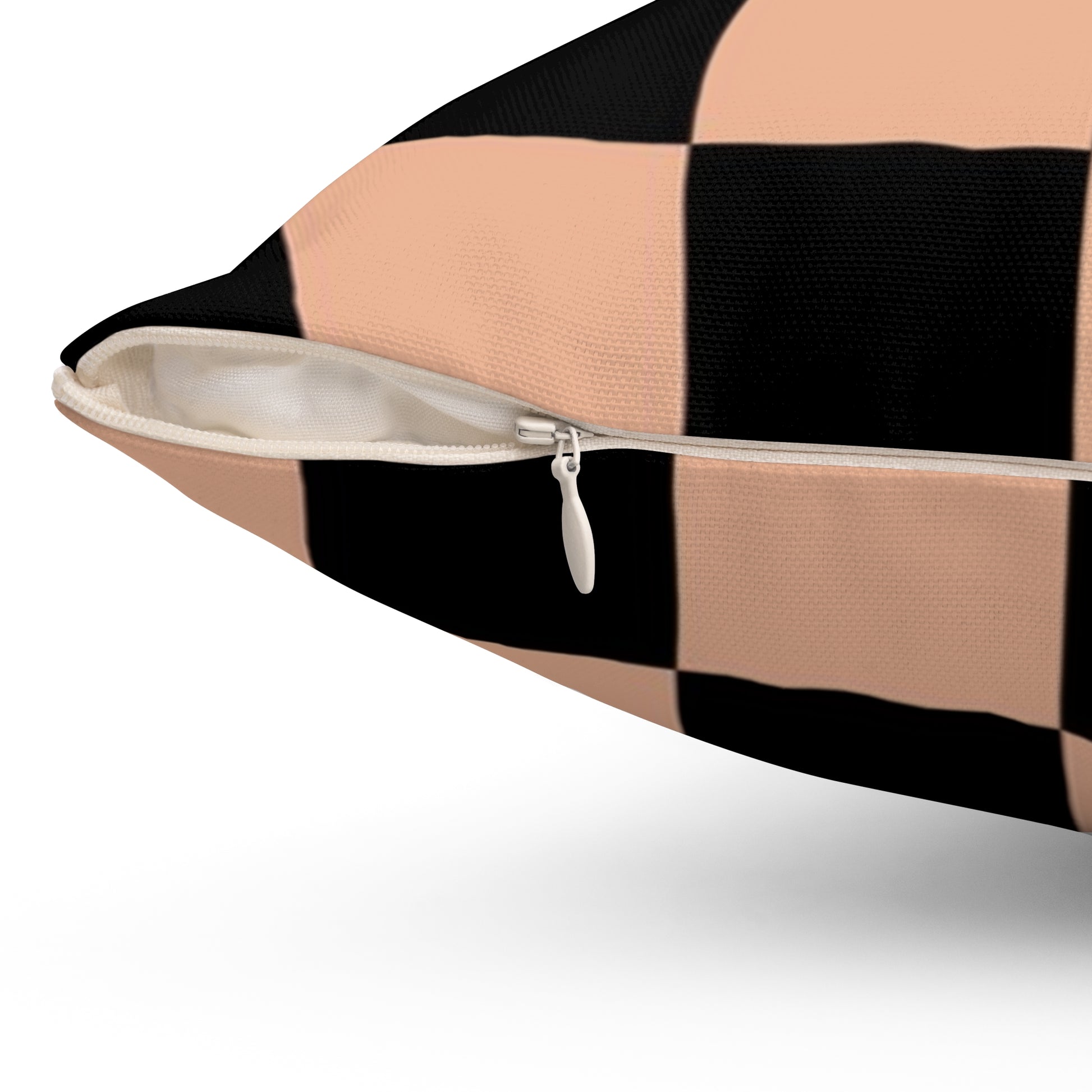 Checkerboard Soft Orange and Black Spun Polyester Square Pillow, Artsulli - Art is Long, Life is Short, Home Decor, , , , , , , 