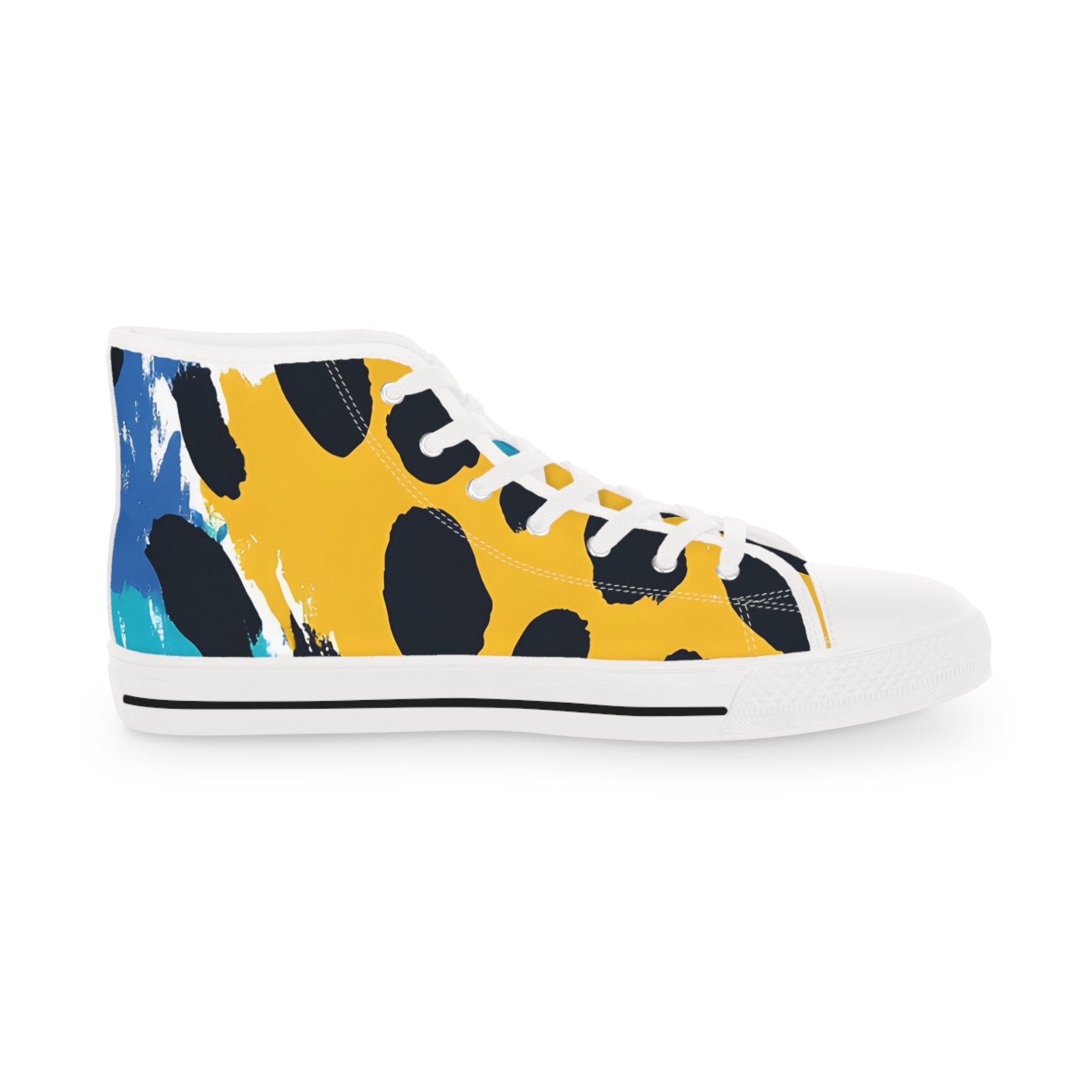 Leopard Print x Paint Brush Strokes Multi-Color Men's High Top Sneakers, Artsulli - Art is Long, Life is Short, Shoes, , , , , , , 