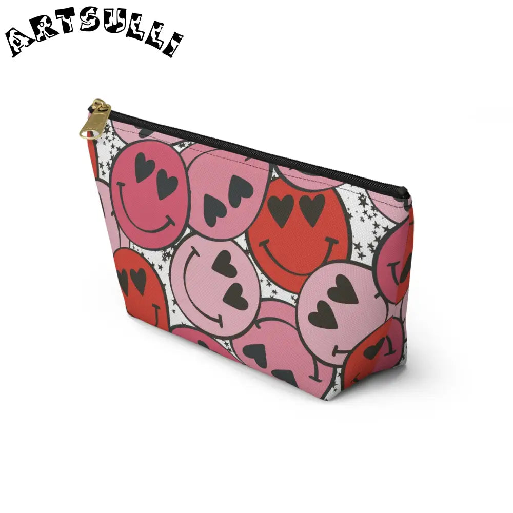 JAKKOUTTHEBXX Smiley Face x Heart Eyes Red and Pink cessory Pouch w