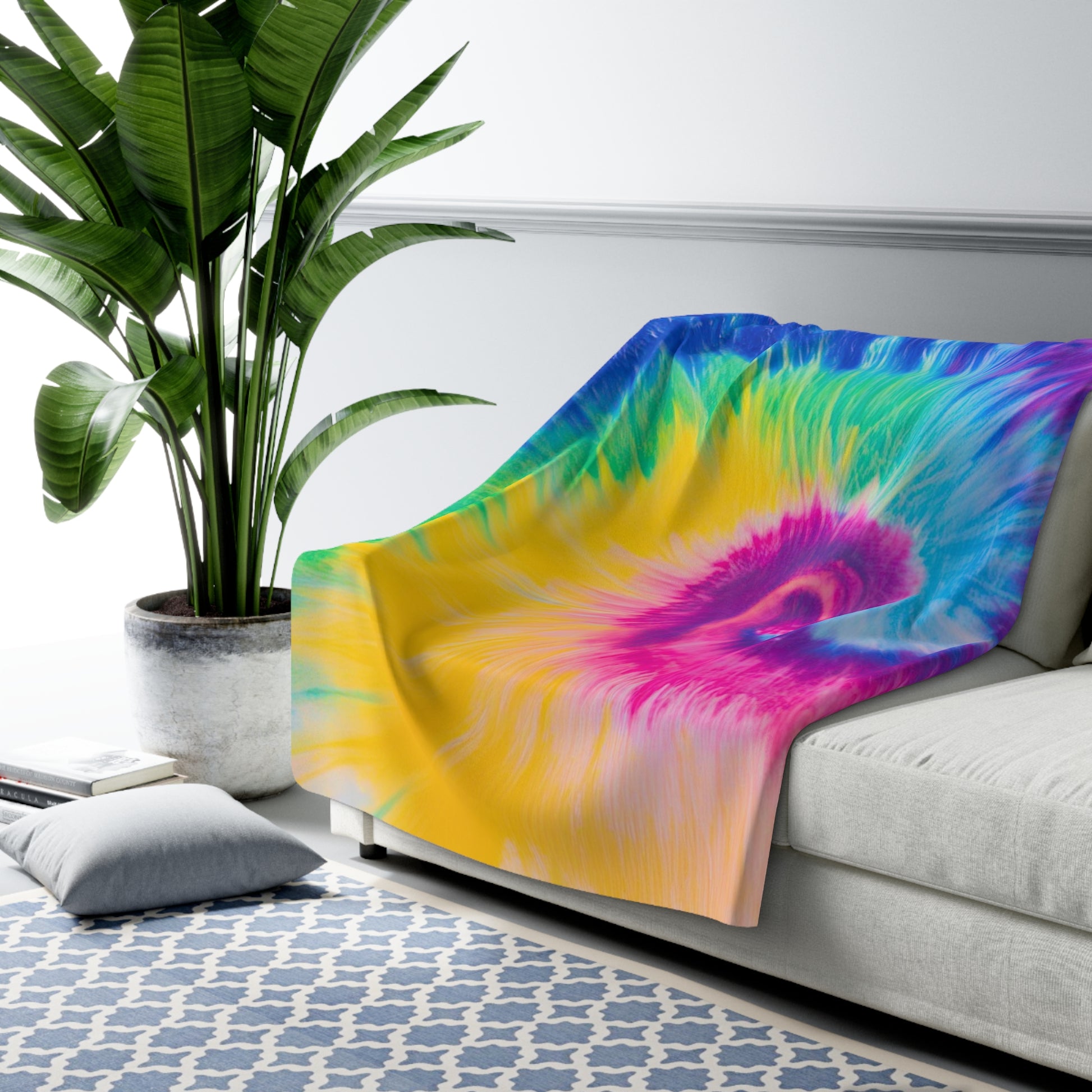Psychedelic Tie Dye Sherpa Fleece Blanket, Artsulli - Art is Long, Life is Short, Home Decor, , , , , , , 
