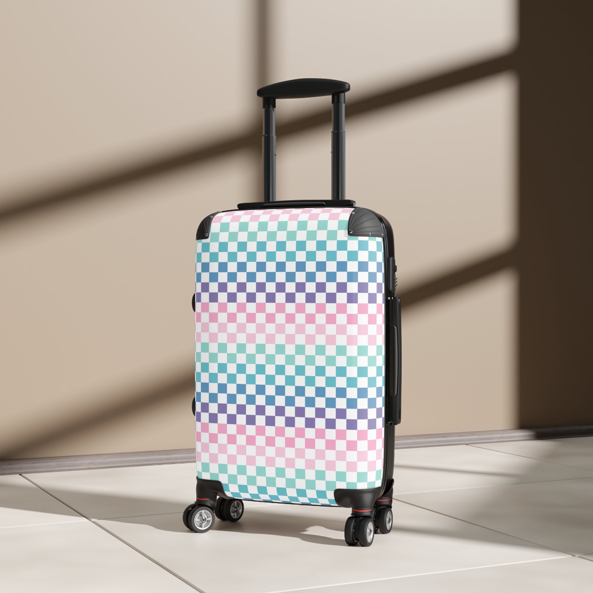 Vaporwave Rainbow  Checkerboard II Multi-Color Suitcase, Artsulli - Art is Long, Life is Short, Bags, , , , , , , 