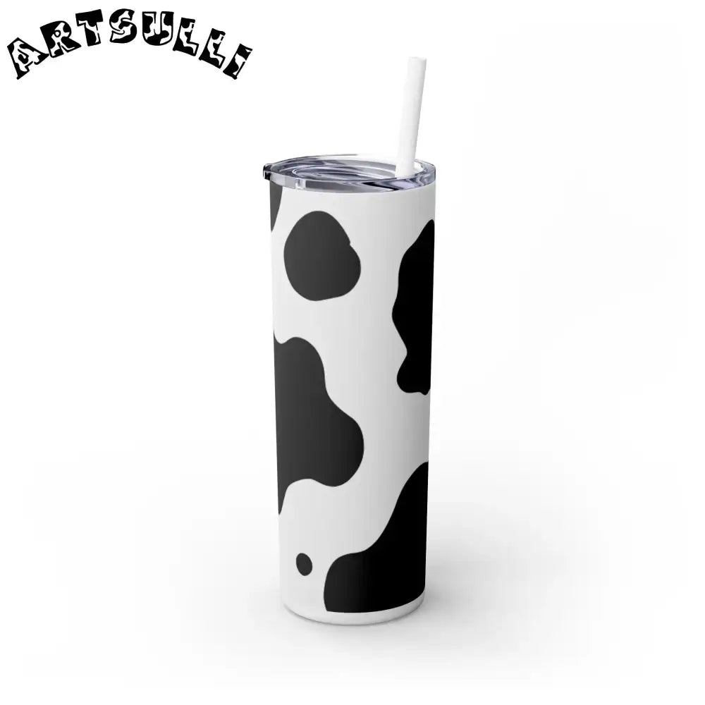 JAKKOUTTHEBXX White cow print skinny tumbler with clear lid