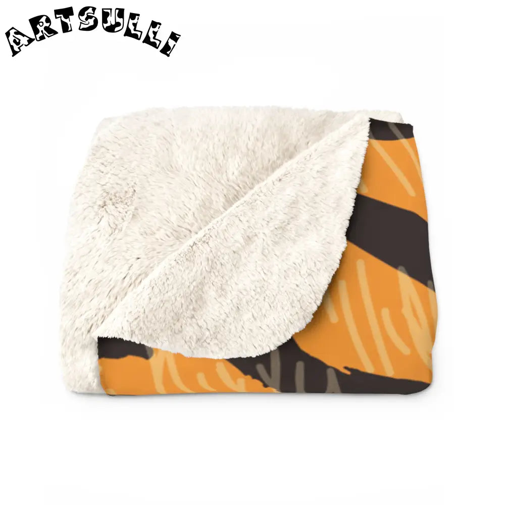 JAKKOUTTHEBXX Tiger Scratches Orange & Black Sherpa Fleece Blanket