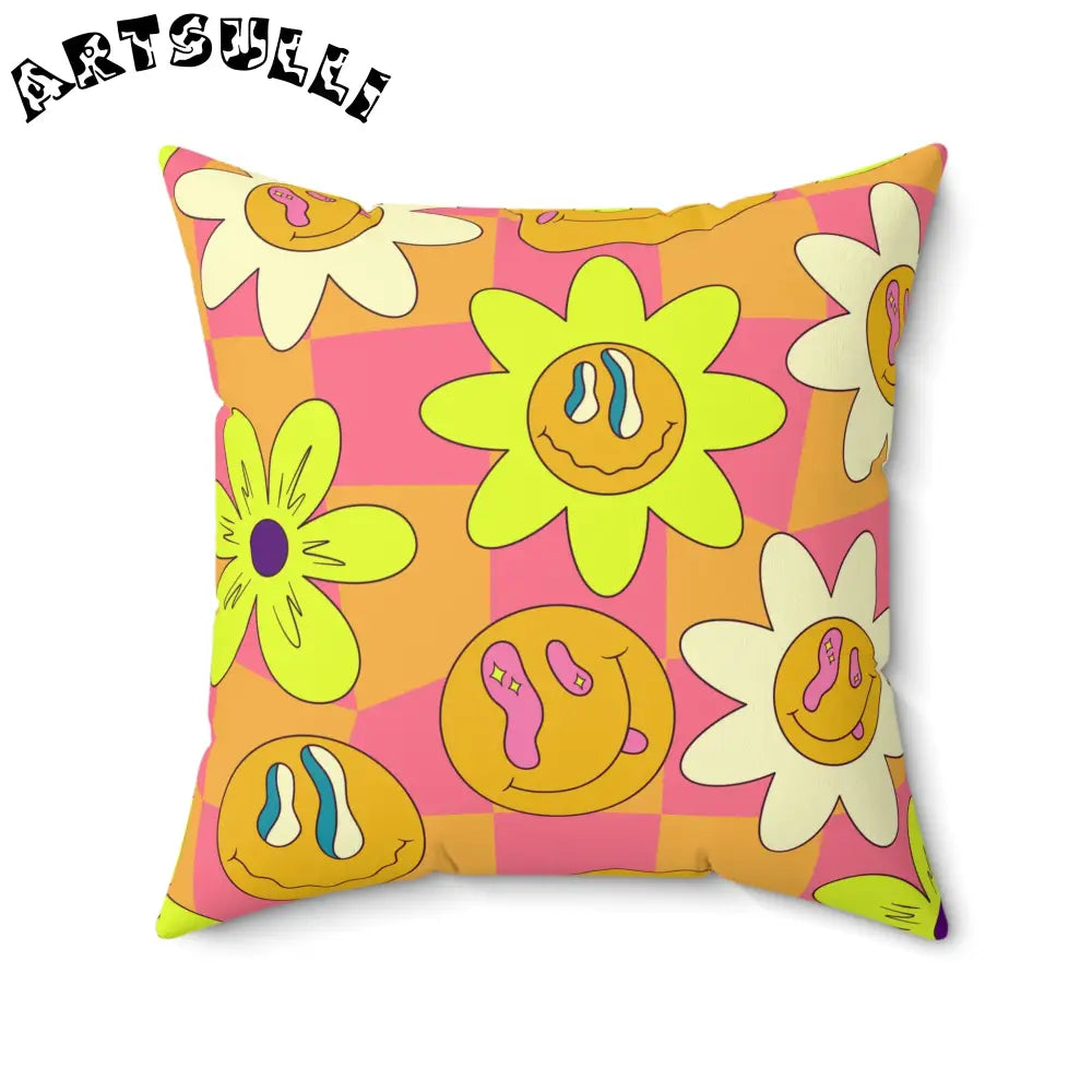 JAKKOUTTHEBXX Trippy Sour Face Rave Spun Polyester Square Pillow