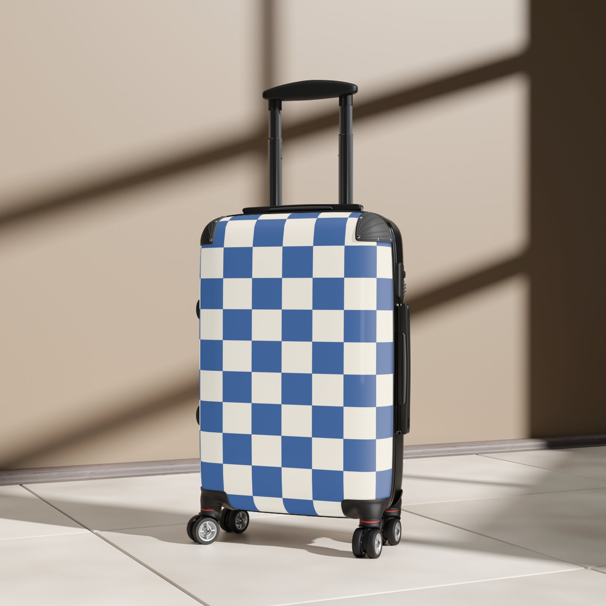 Checkerboard Blue Suitcase, Artsulli - Art is Long, Life is Short, Bags, , , , , , , 