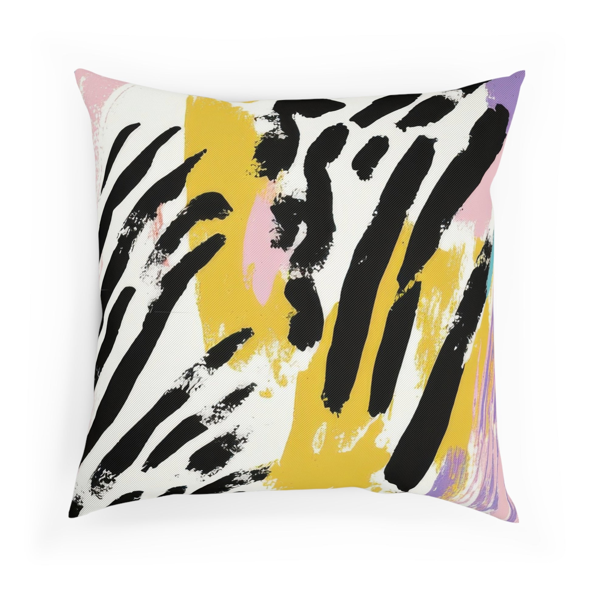 Wild Zebra Stripes x Paint Brush Strokes Multi-Color Cushion, Artsulli - Art is Long, Life is Short, Home Decor, , , , , , , 