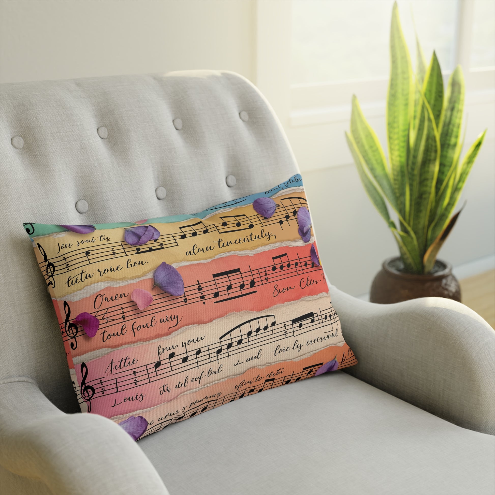 Torn Type Beat Sheet Music Multi-Color Cushion, Artsulli - Art is Long, Life is Short, Home Decor, , , , , , , 