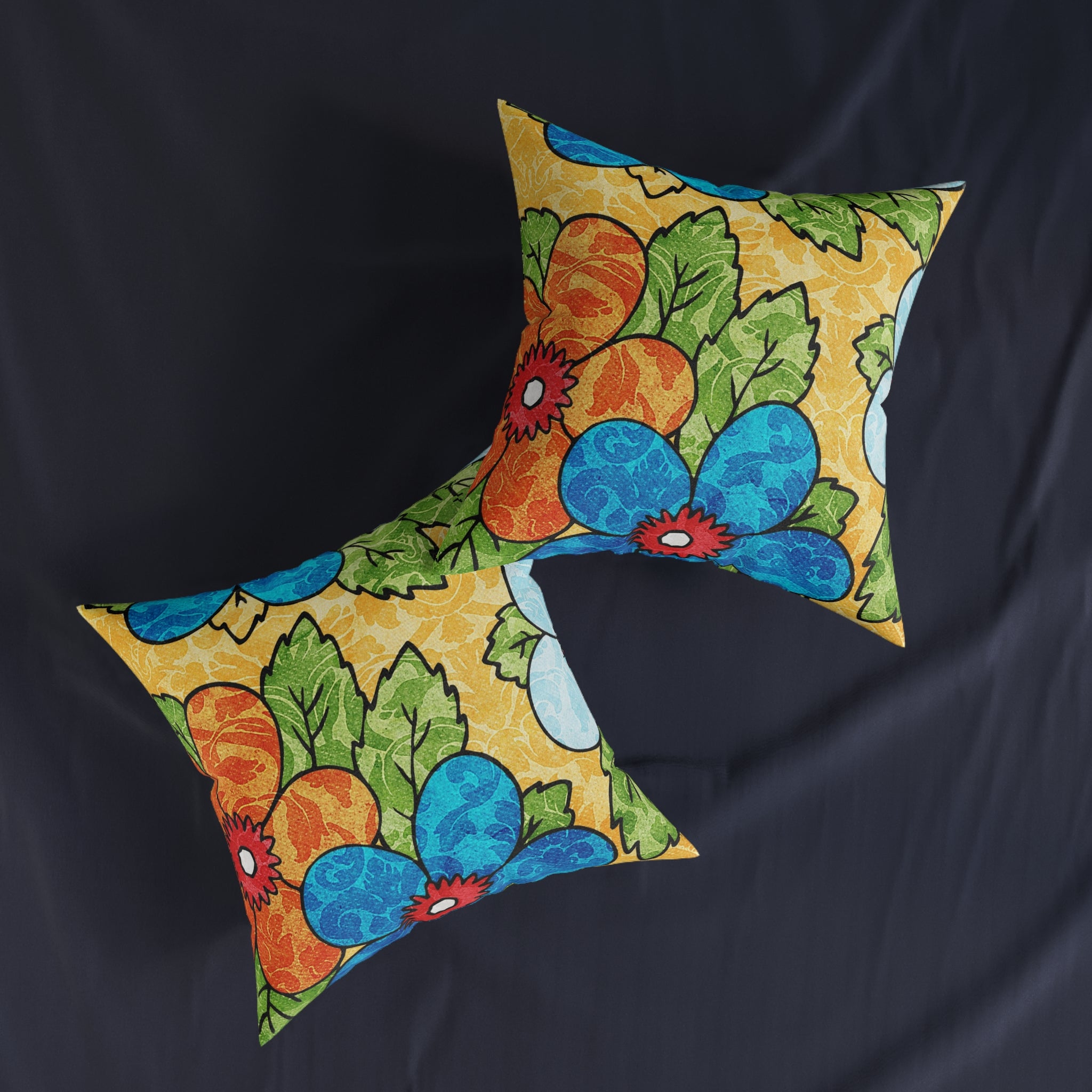Groovy Yellow Floral Kl Square Pillow, Artsulli - Art is Long, Life is Short, Home Decor, , , , , , , 