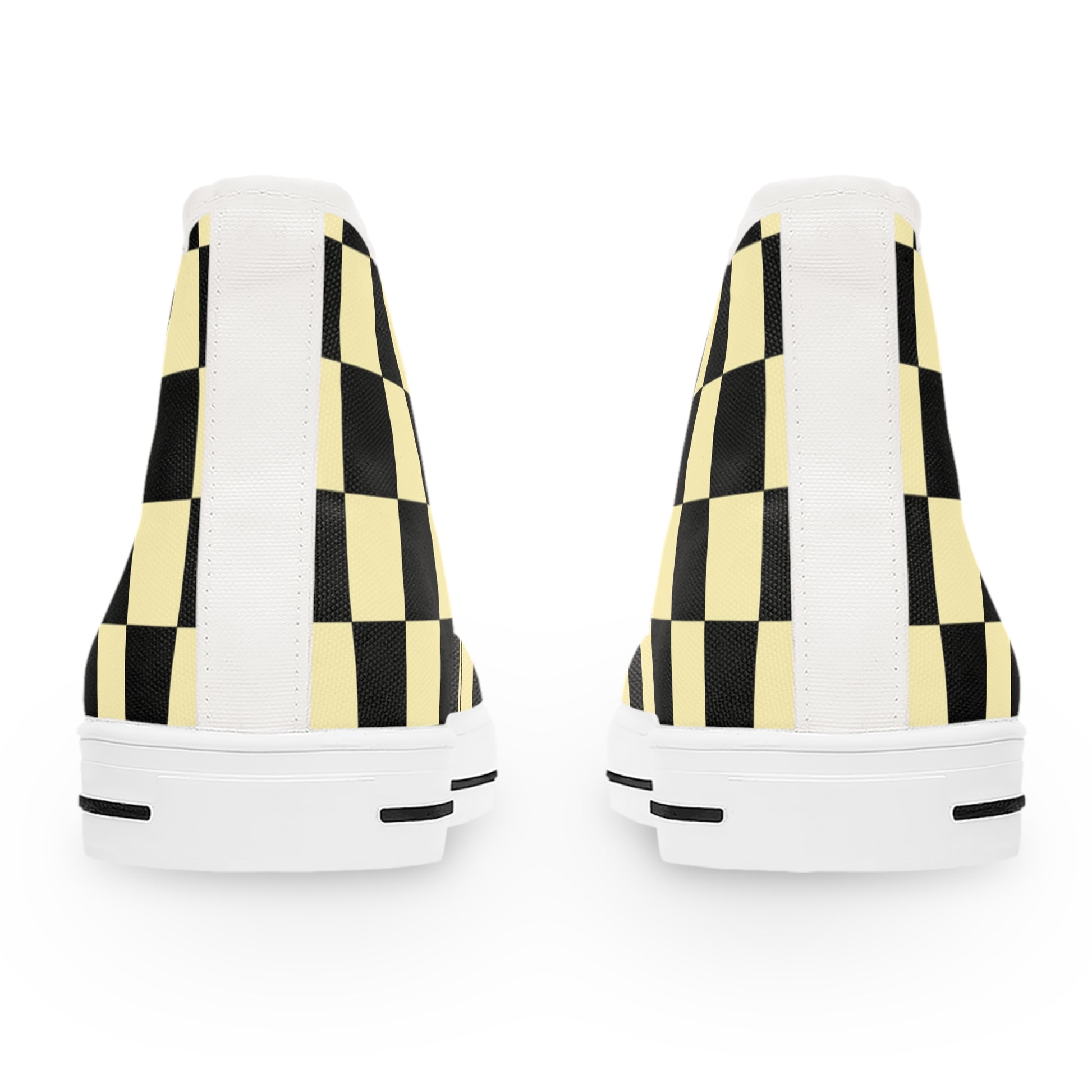 Checkerboard Black and Yellow Women's High Top Sneakers, Artsulli - Art is Long, Life is Short, Shoes, , , , , , , 