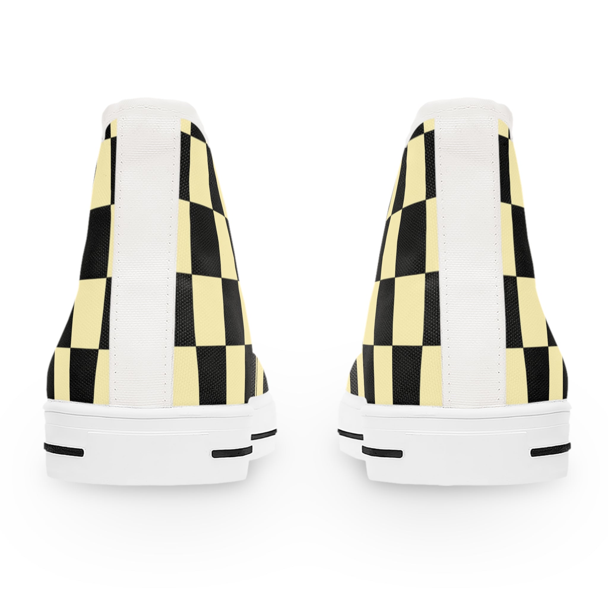 Checkerboard Black and Yellow Women's High Top Sneakers, Artsulli - Art is Long, Life is Short, Shoes, , , , , , , 