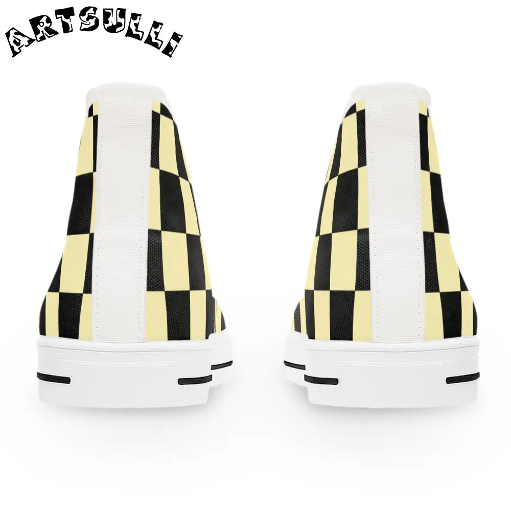 JAKKOUTTHEBXX Checkerboard Black and Yellow Women’s High Top