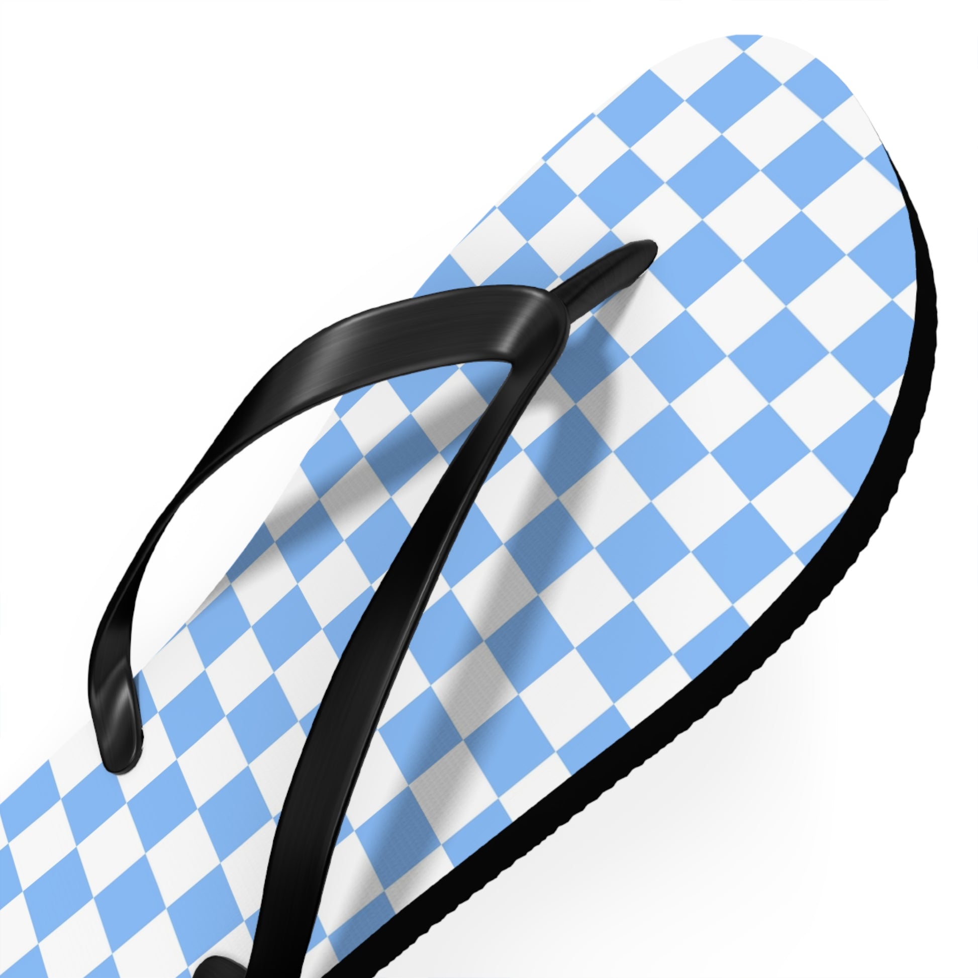 Checkerboard White and Light Blue Flip Flops, Artsulli - Art is Long, Life is Short, Shoes, , , , , , , 
