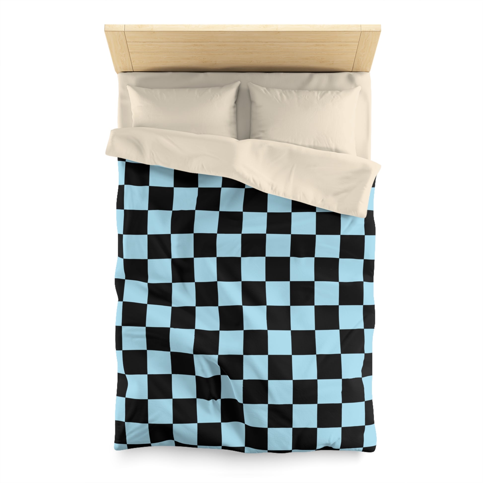 Checkerboard Black and Blue Microfiber Duvet Cover, Artsulli - Art is Long, Life is Short, Home Decor, , , , , , , 