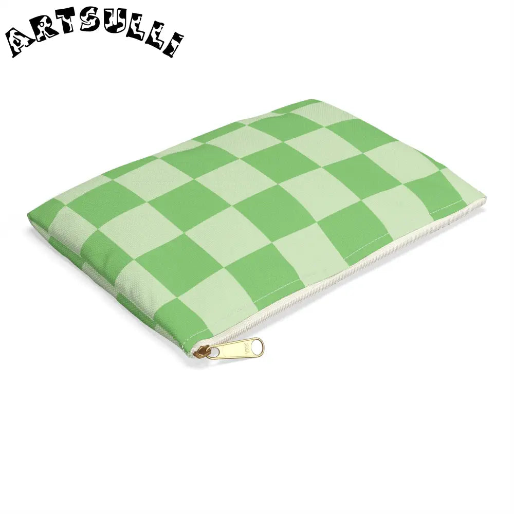 JAKKOUTTHEBXX Checkerboard Green Accessory Pouch JAKKOUTTHEBXX