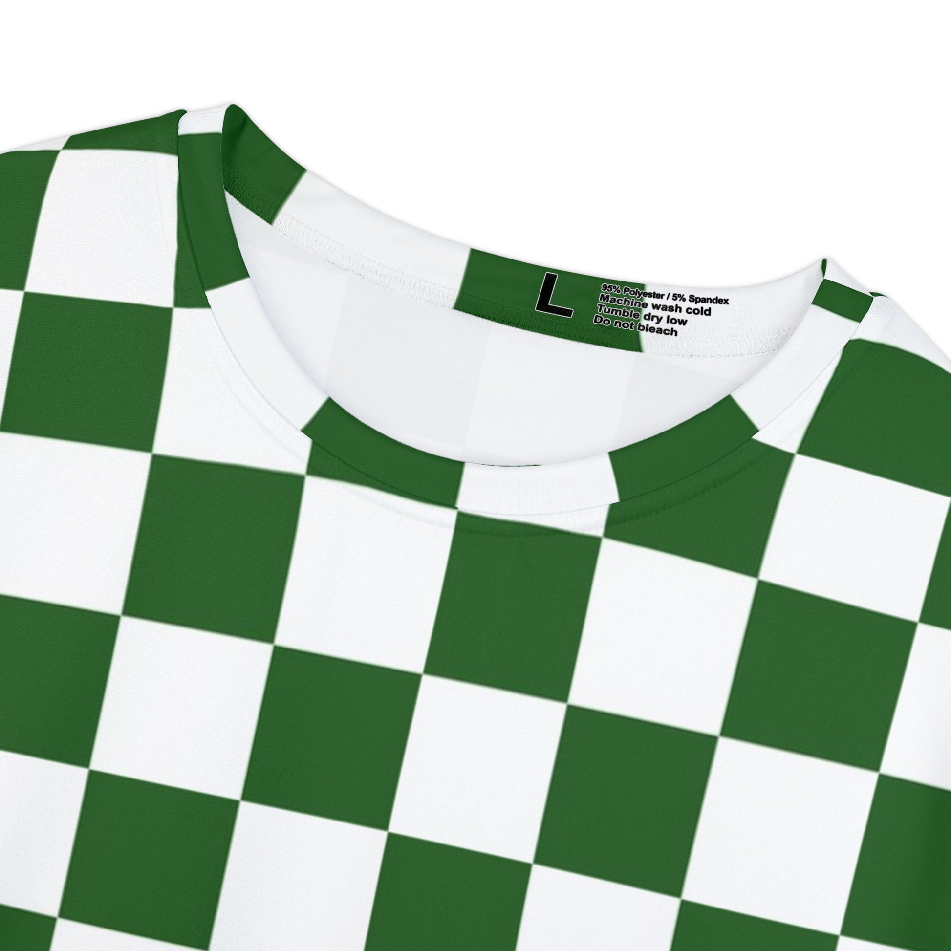 Checkerboard White and Dark Green Women's Short Sleeve Shirt (AOP), Artsulli - Art is Long, Life is Short, All Over Prints, , , , , , , 