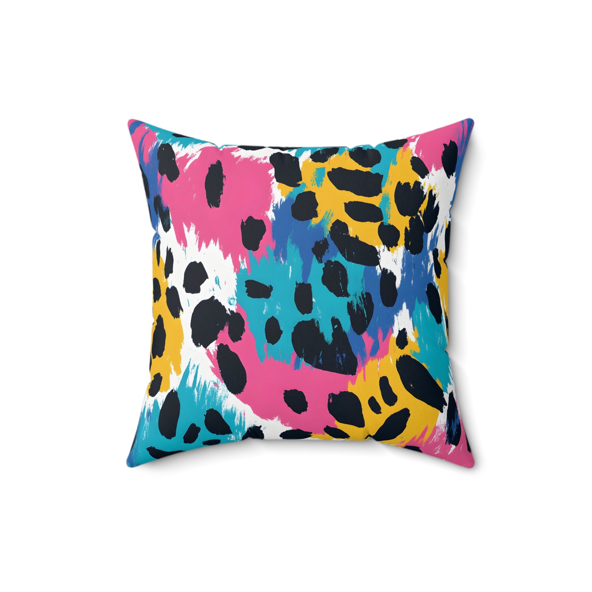 Leopard Print x Paint Brush Strokes Multi-Color Spun Polyester Square Pillow, Artsulli - Art is Long, Life is Short, Home Decor, , , , , , , 