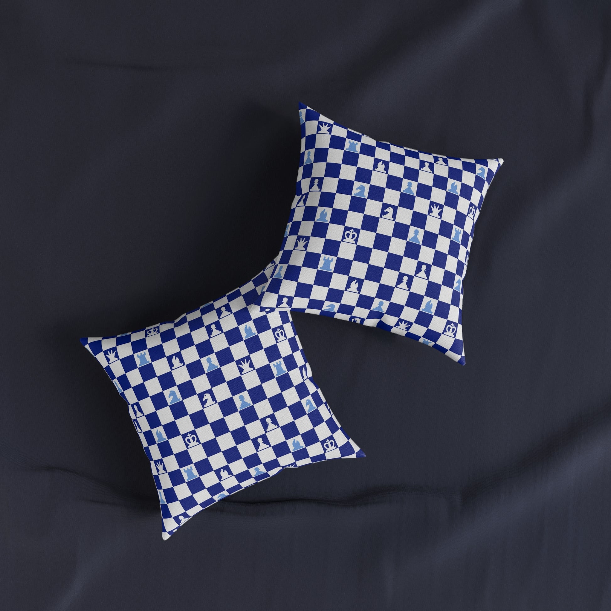 Chessboard Navy Blue Square Pillow, Artsulli - Art is Long, Life is Short, Home Decor, , , , , , , 