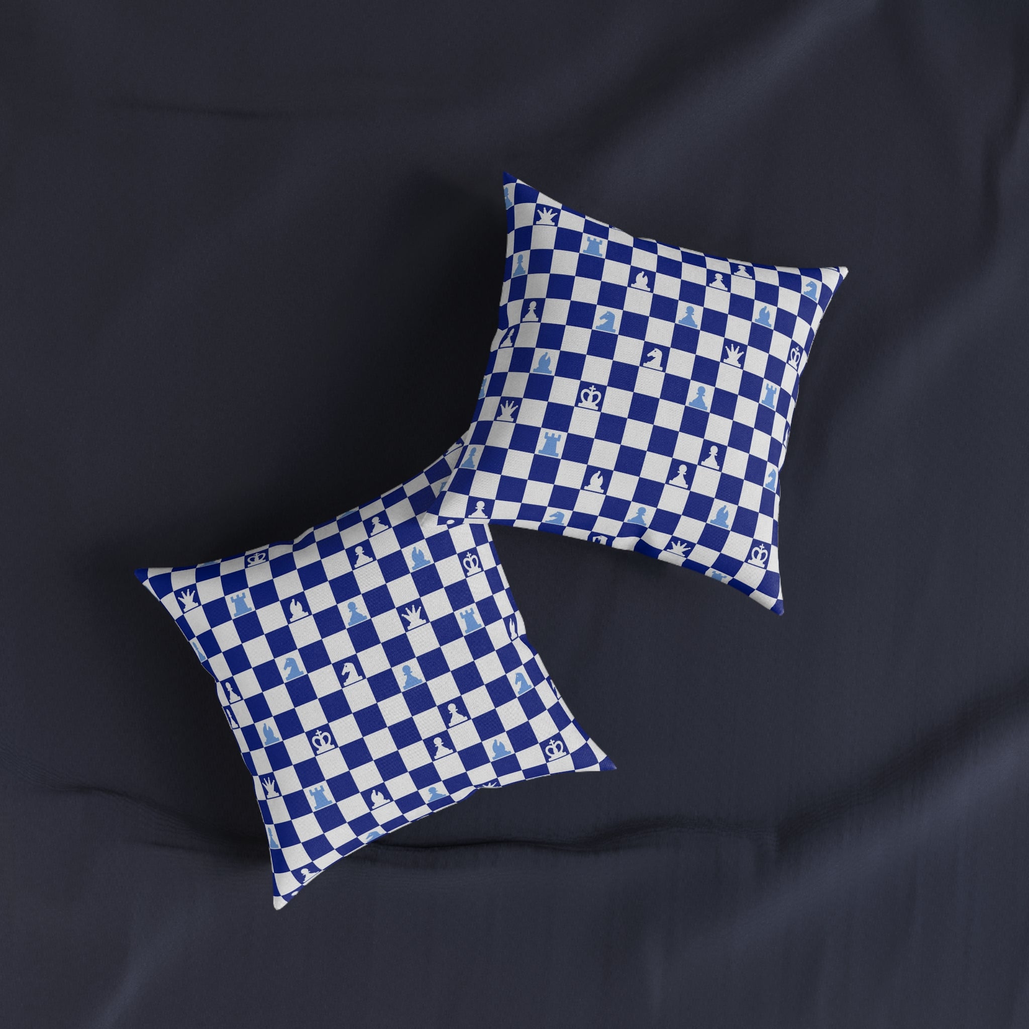 Chessboard Navy Blue Square Pillow, Artsulli - Art is Long, Life is Short, Home Decor, , , , , , , 