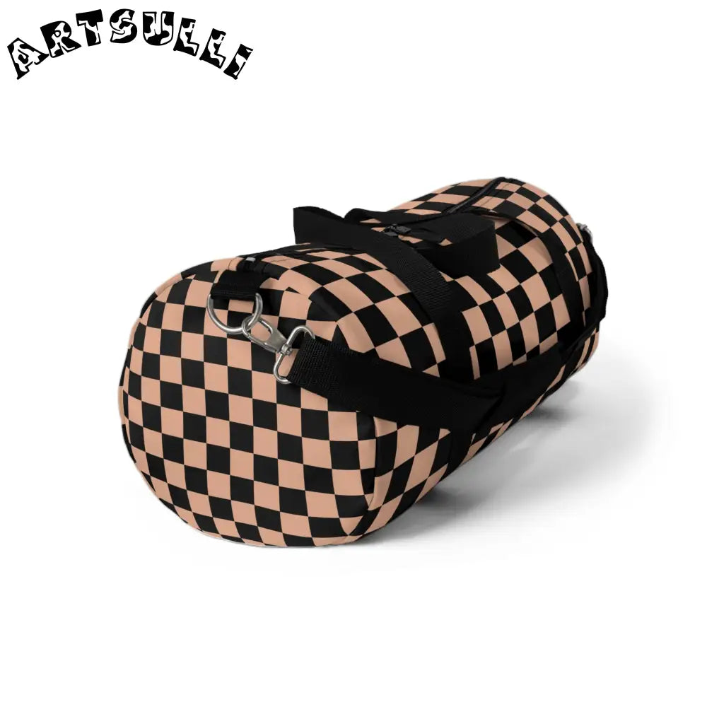 JAKKOUTTHEBXX Checkerboard II Soft Orange and Black Duffel Bag