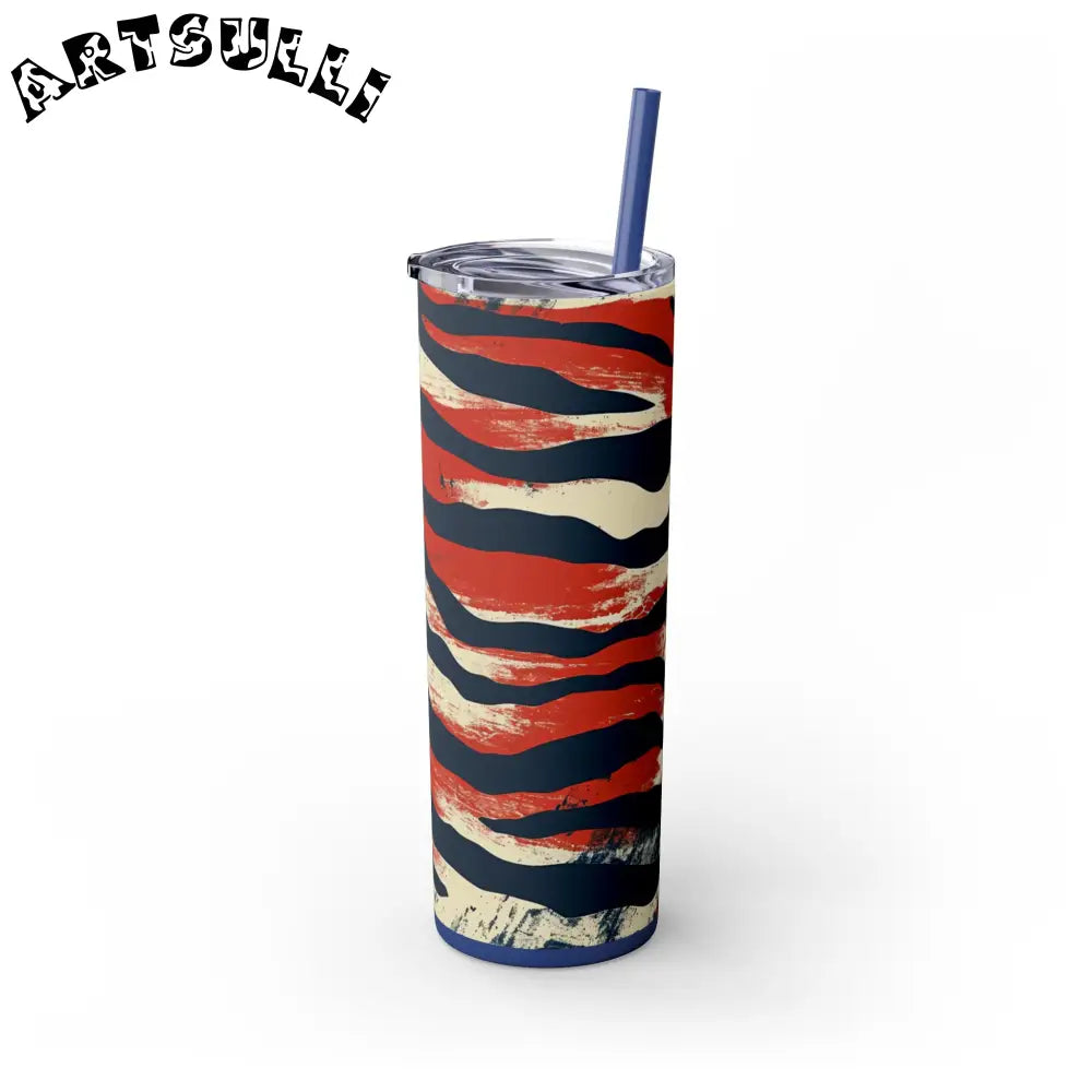 JAKKOUTTHEBXX Capricious Tiger Wave Skinny Tumbler with Straw 20oz