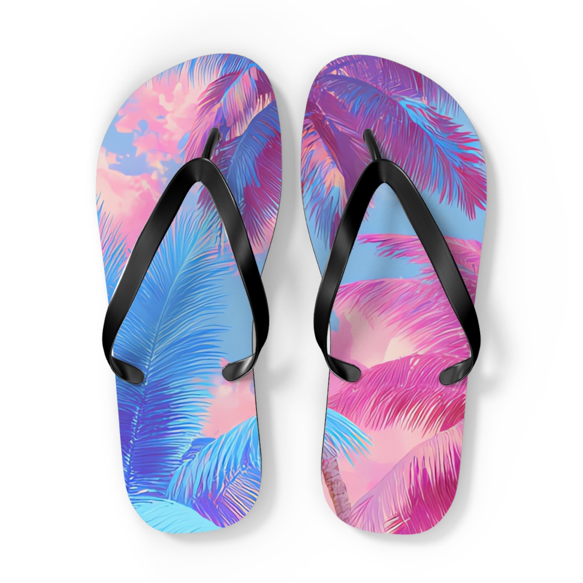 Ethereal Pastel Palms Flip Flops, Artsulli - Art is Long, Life is Short, Shoes, Size, XL, Color, Black sole, , , 24561138024753703422