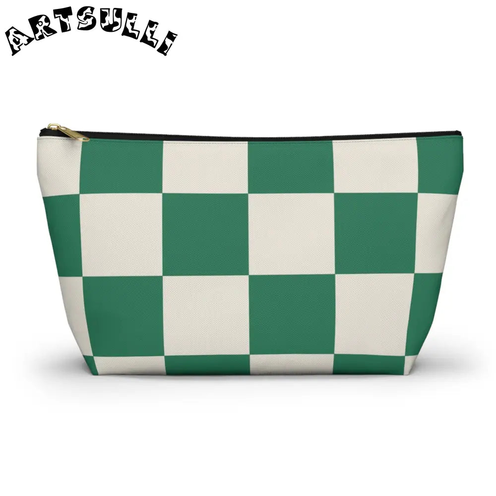 JAKKOUTTHEBXX Checkerboard Dark Green Accessory Pouch w T-bottom