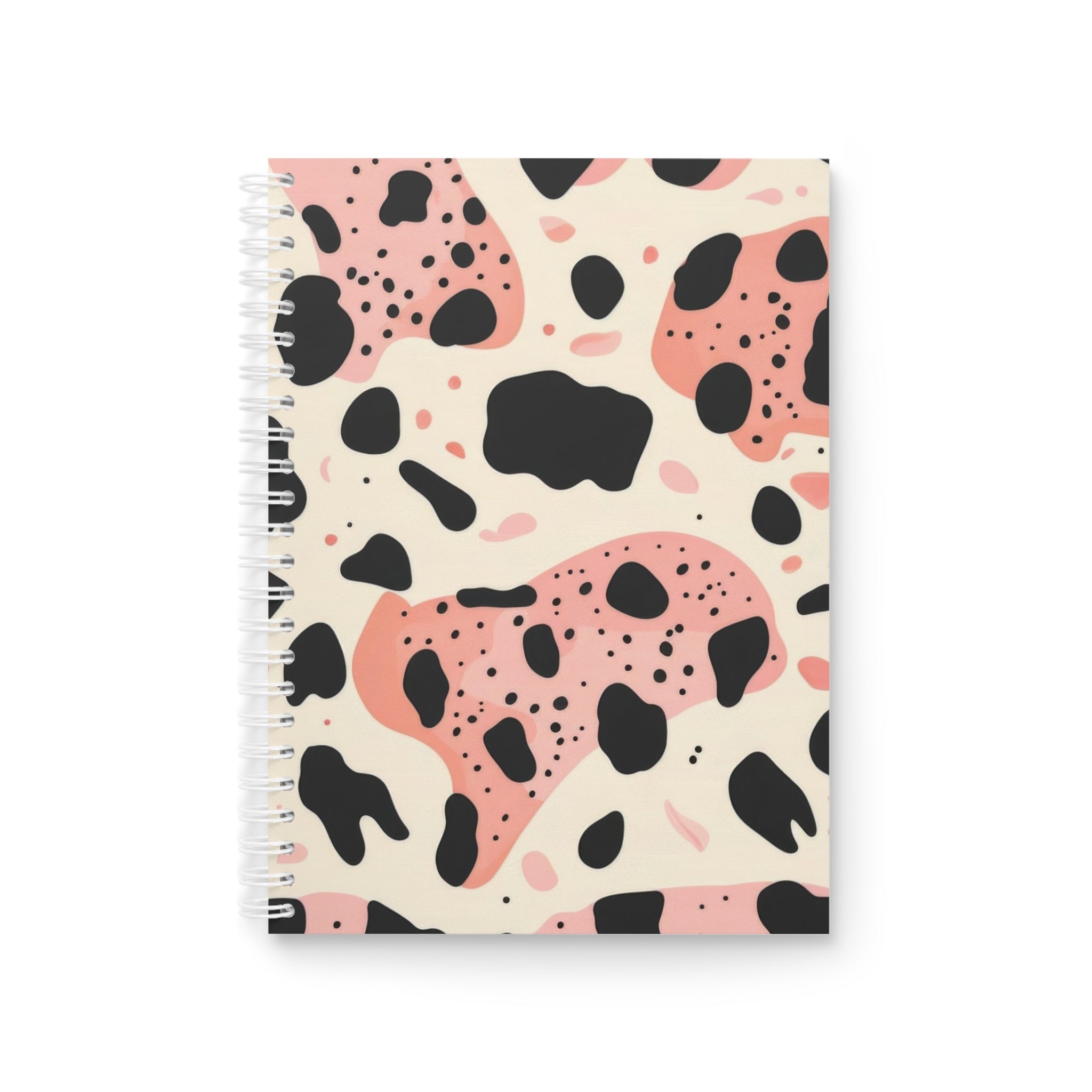 Organic Cow Print Cream and Pink Spiral Notebook, Artsulli - Art is Long, Life is Short, Paper products, Size, One Size, , , , , 85827643740584