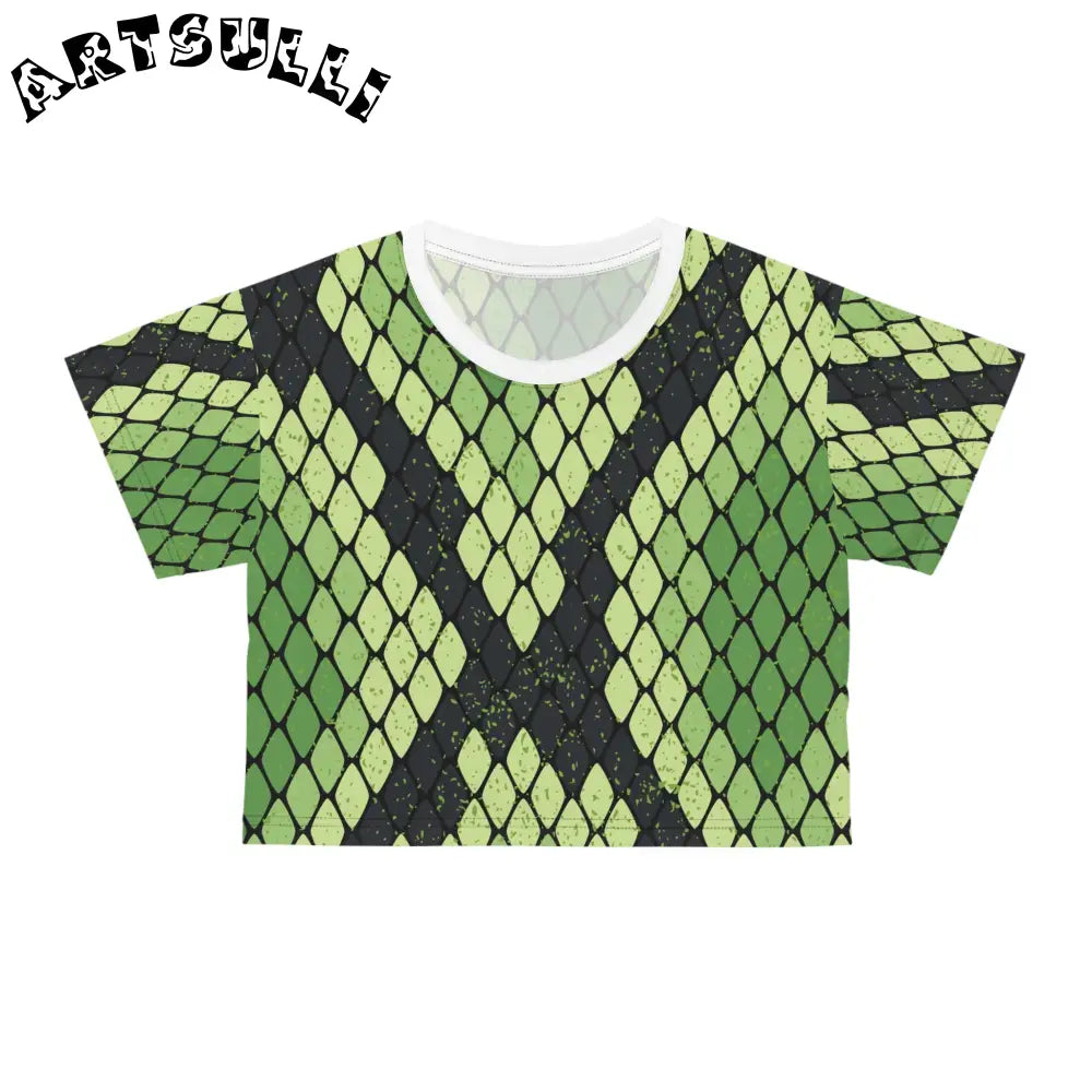 JAKKOUTTHEBXX Snake Skin Green and Black Crop Tee (AOP)
