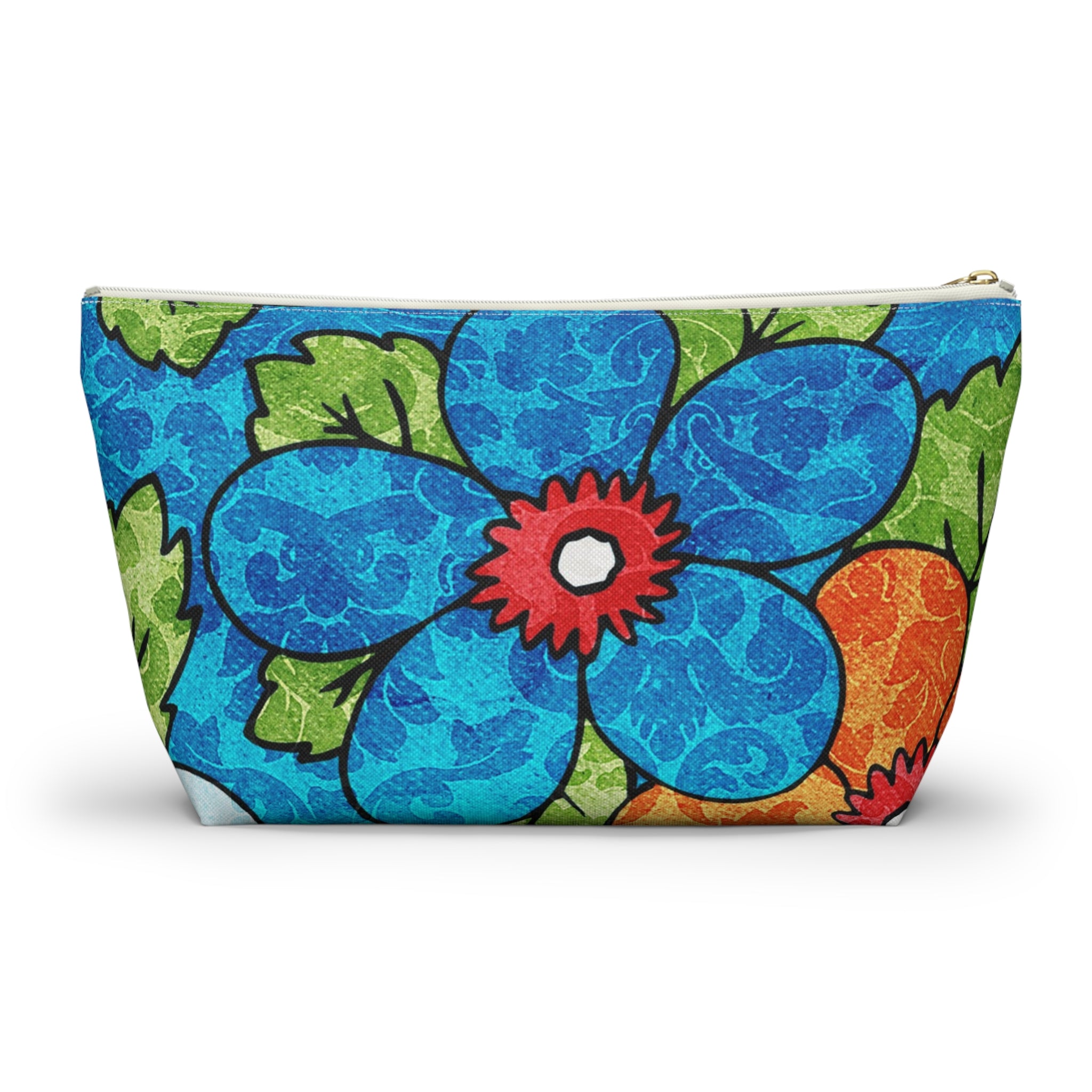 Blue Orange Groovy Accessory Pouch w T-bottom, Artsulli - Art is Long, Life is Short, Bags, , , , , , , 