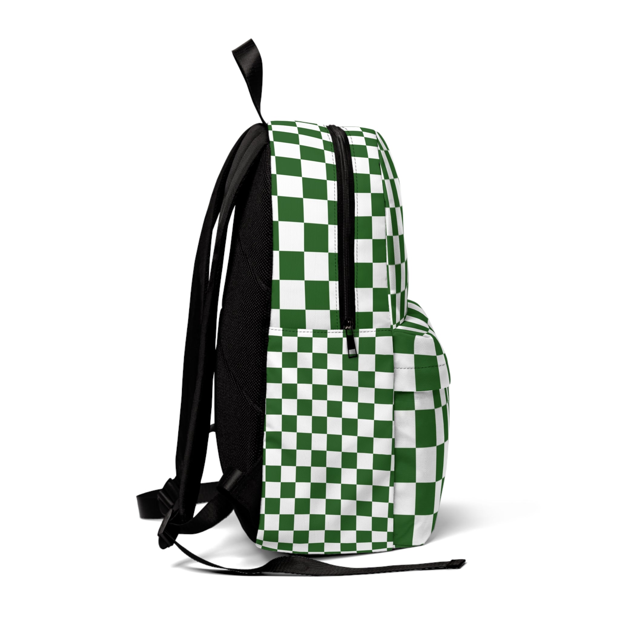 Checkerboard Dark Green and White Unisex Classic Backpack, Artsulli - Art is Long, Life is Short, Bags, , , , , , , 