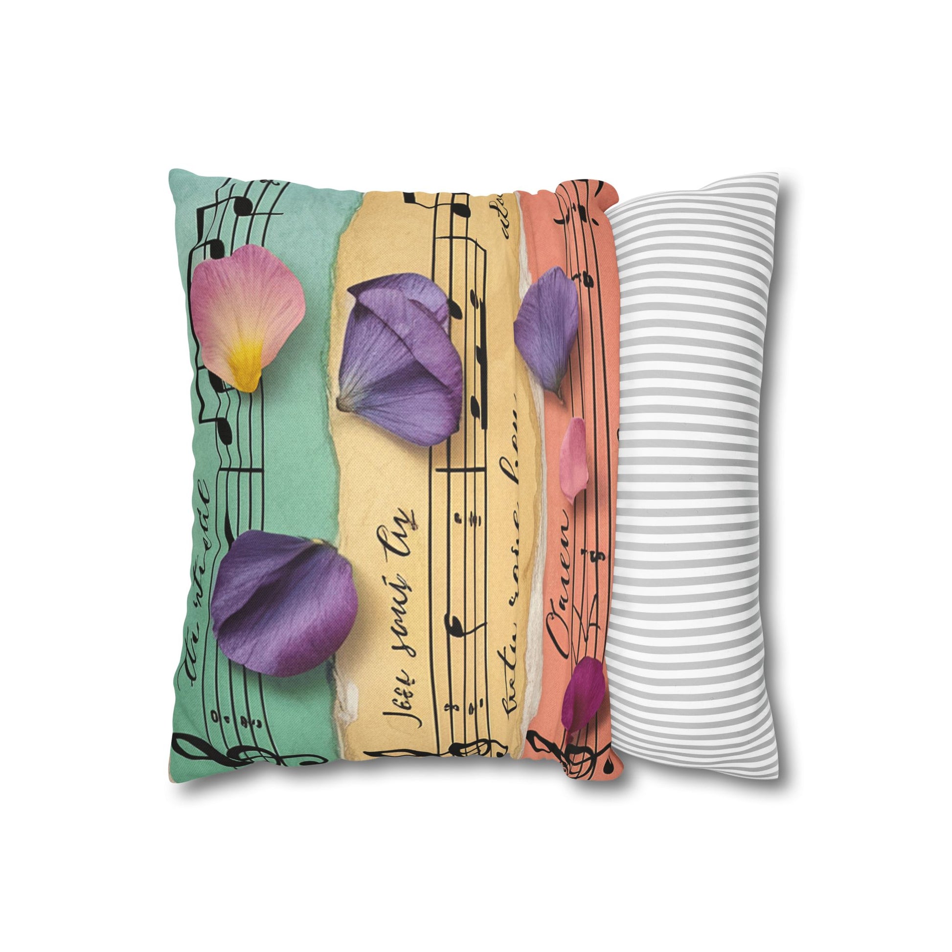 Torn Type Beat Sheet Music Multi-Color Spun Polyester Square Pillowcase, Artsulli - Art is Long, Life is Short, Home Decor, , , , , , , 