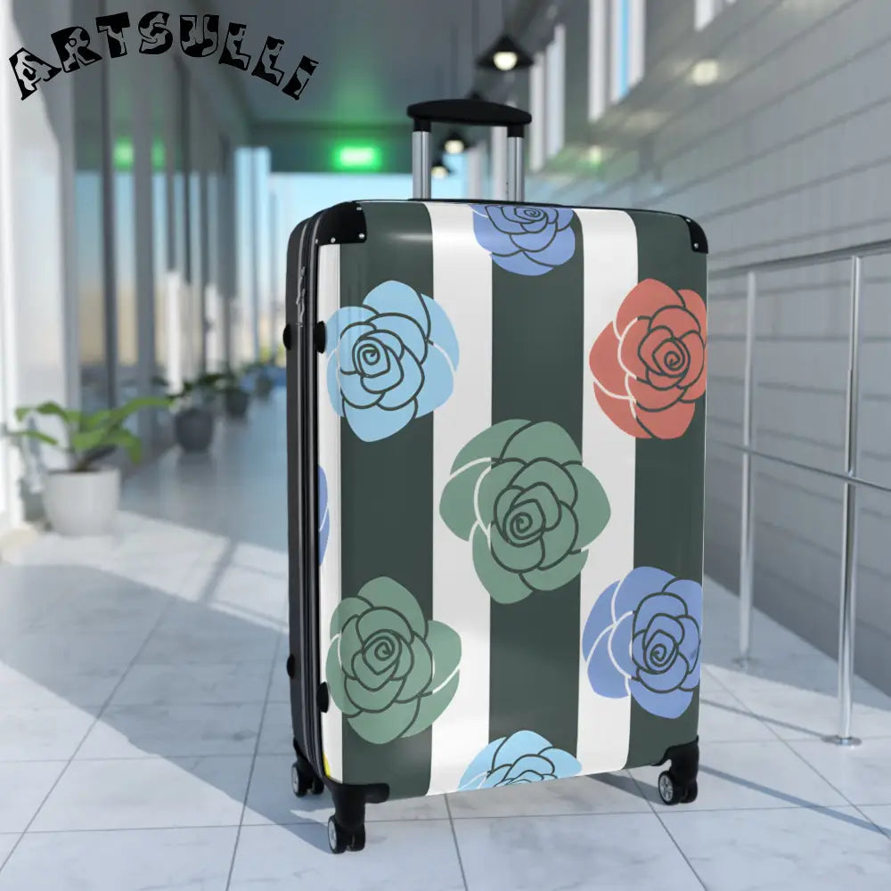 JAKKOUTTHEBXX Stripes x Roses Black and White Suitcase JAKKOUTTHEBXX