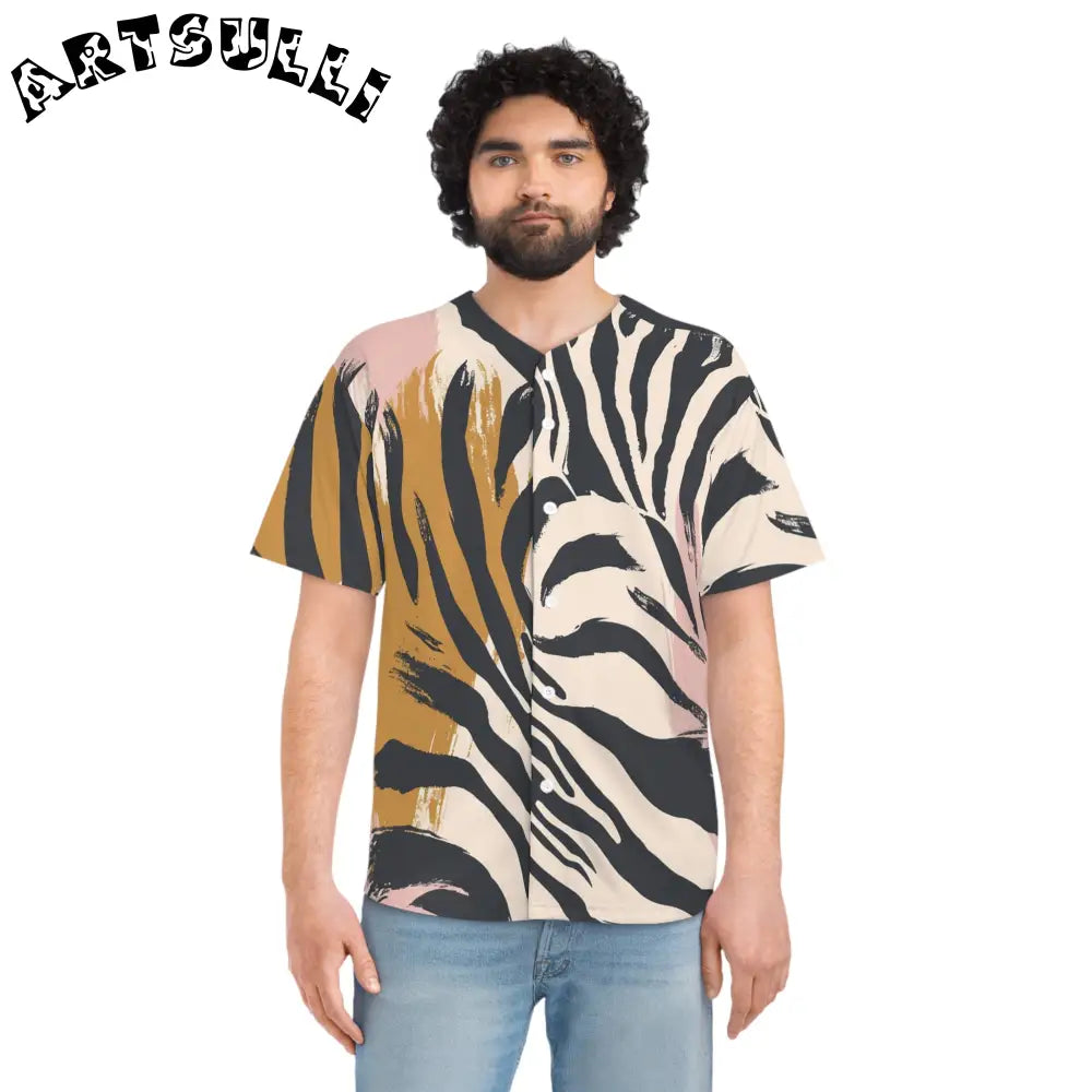 JAKKOUTTHEBXX Abstract Zebra Stripe Button Up Shirt Artistic Work