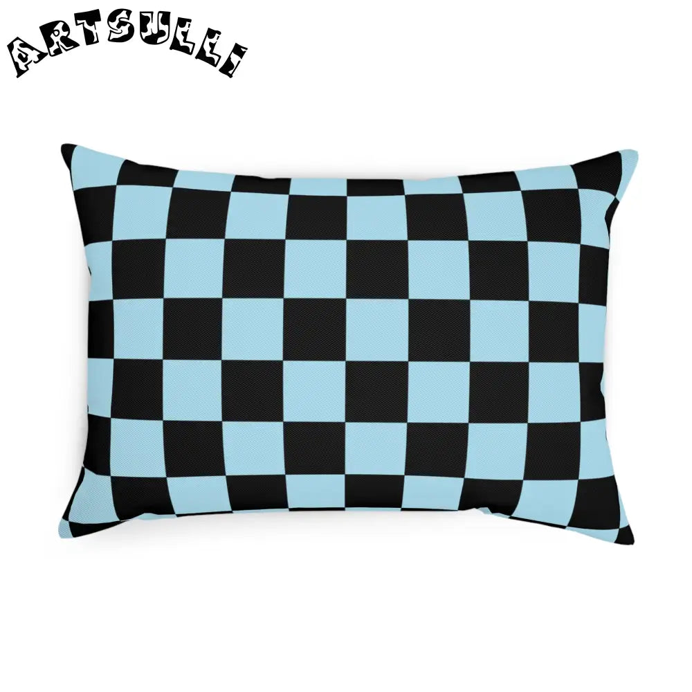 JAKKOUTTHEBXX Checkerboard Black and Blue Cushion JAKKOUTTHEBXX