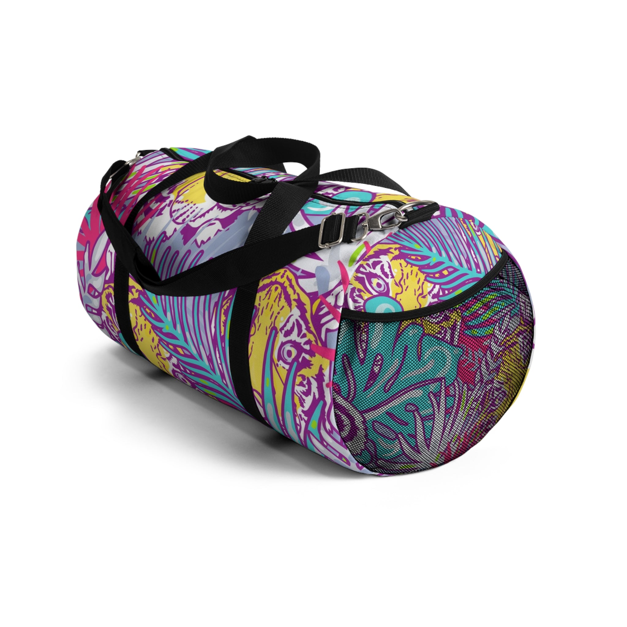 Tropical Floral Tigers Torquise and Purple Duffel Bag, Artsulli - Art is Long, Life is Short, Bags, , , , , , , 