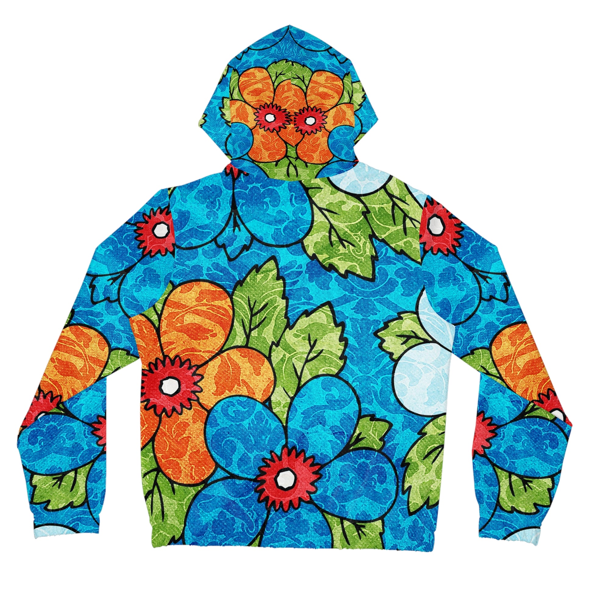 Blue Orange Groovy Women’s Full-Zip Hoodie (AOP), Artsulli - Art is Long, Life is Short, All Over Prints, , , , , , , 