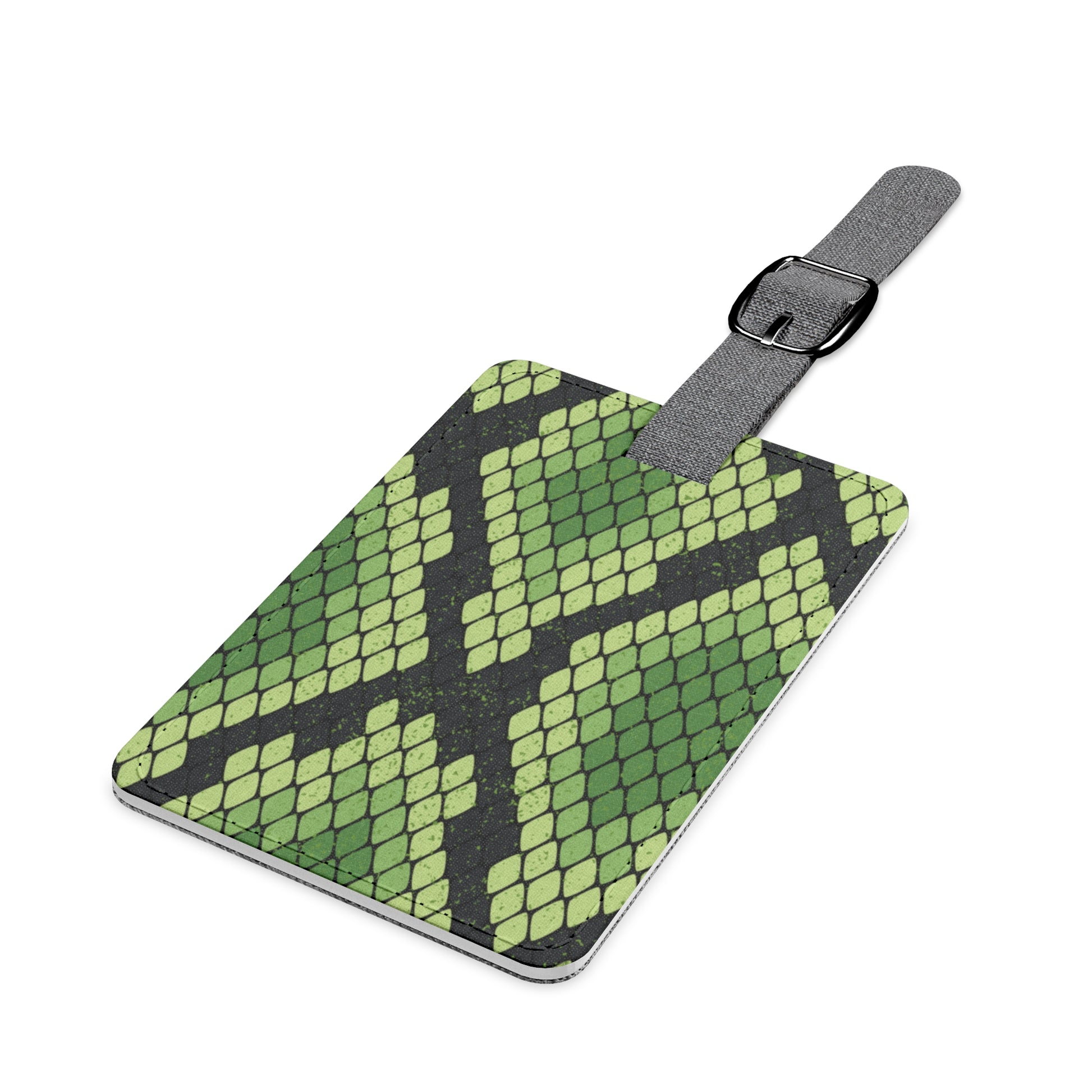 Snake Skin Green and Black Saffiano Polyester Luggage Tag, Rectangle, Artsulli - Art is Long, Life is Short, Accessories, , , , , , , 
