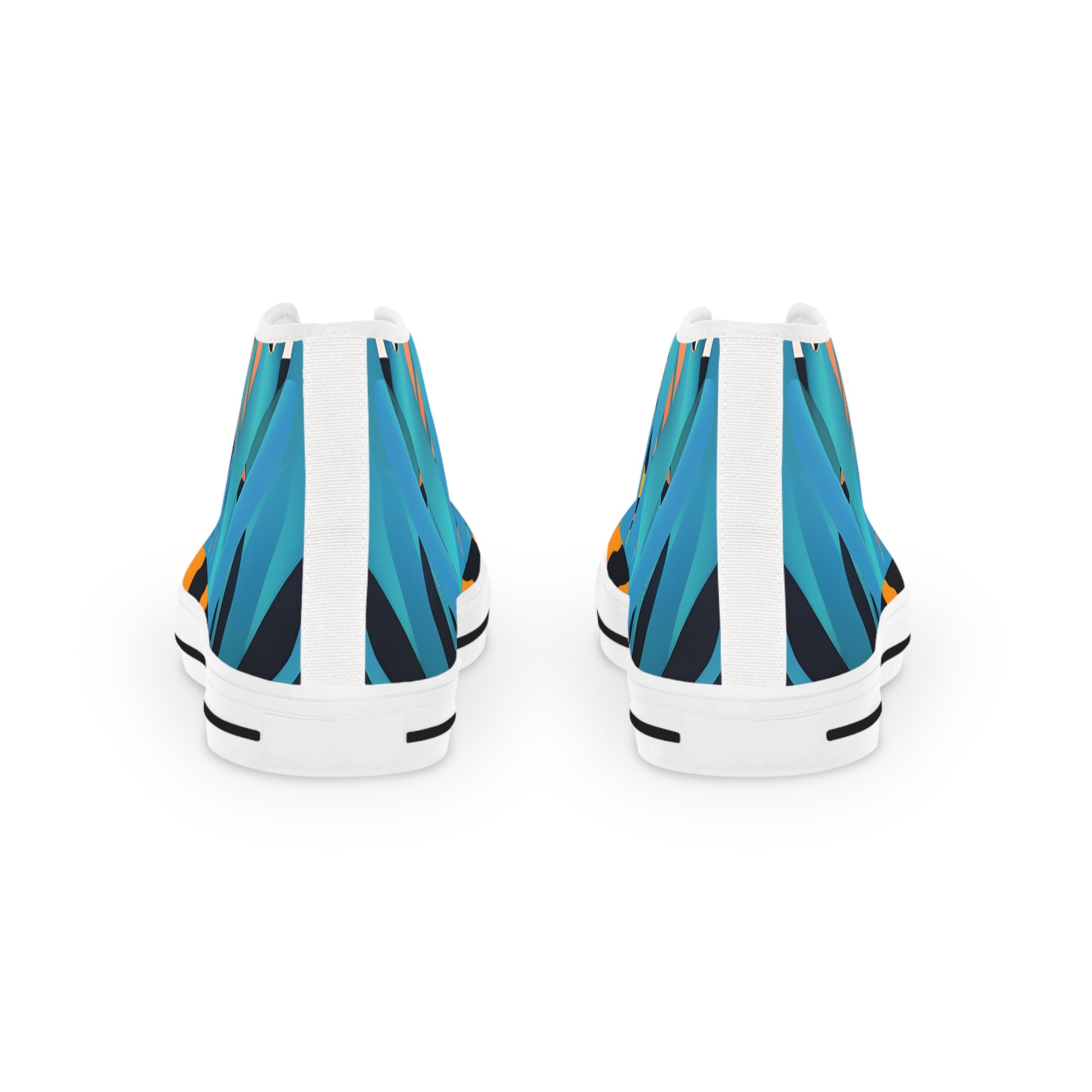 Palm Leaves x Tiger Stripes III Orange and Blue Men's High Top Sneakers, Artsulli - Art is Long, Life is Short, Shoes, , , , , , , 